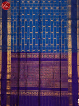 Blue & Violet- Silk Cotton Saree - Shop on ShrusEternity.com