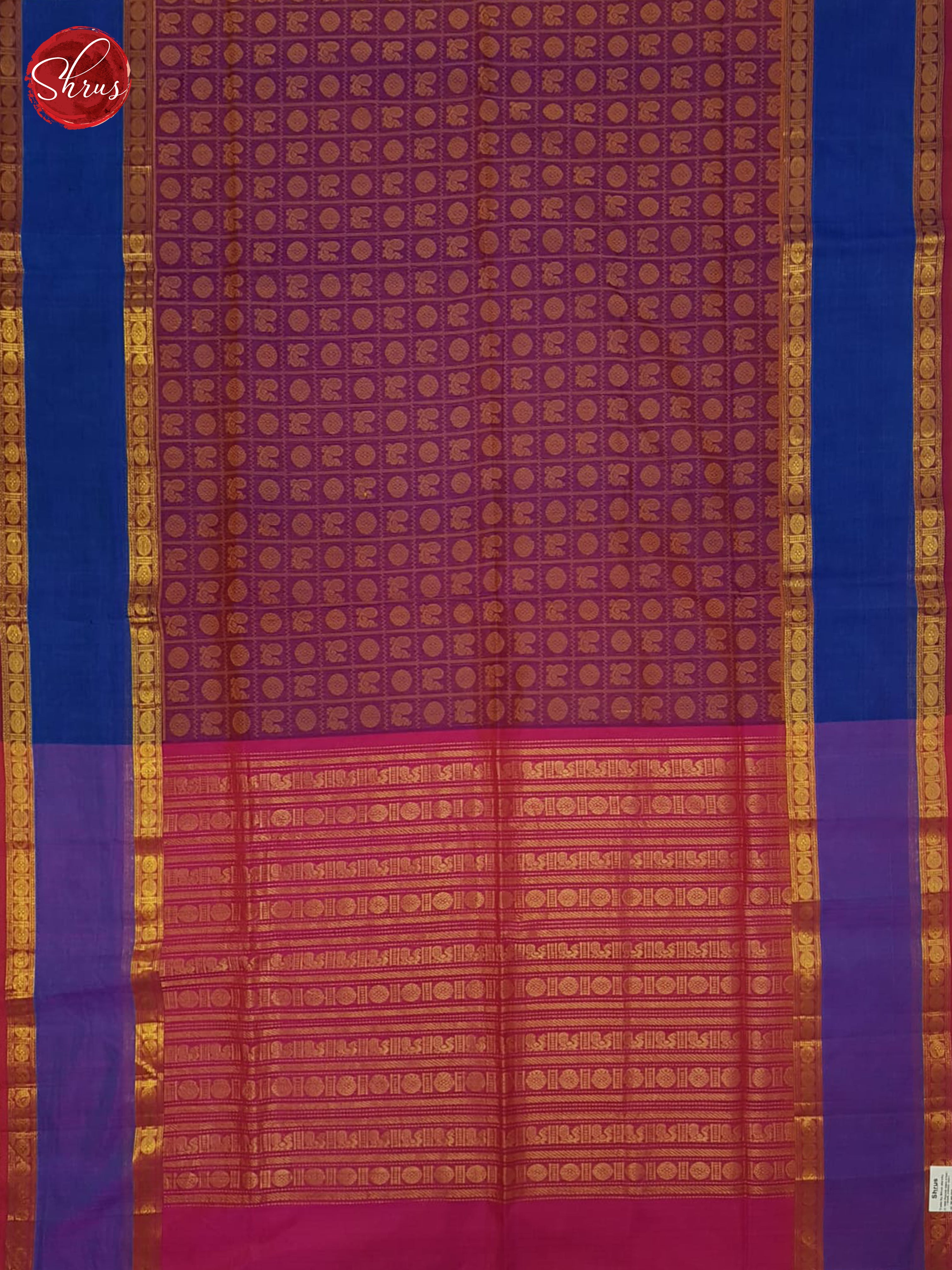 Purple And Pink- Silk Cotton saree - Shop on ShrusEternity.com