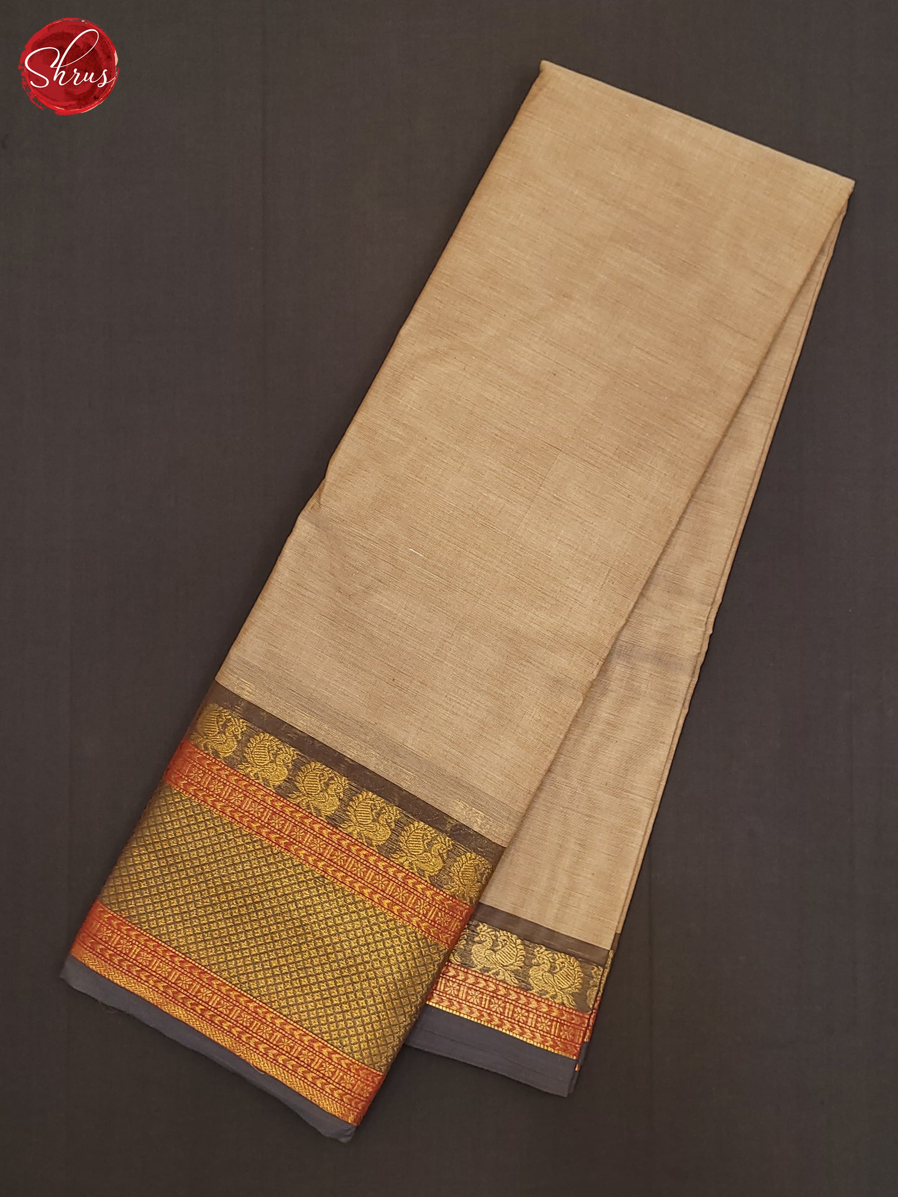 Beige & Green - Chettinad Cotton Saree - Shop on ShrusEternity.com