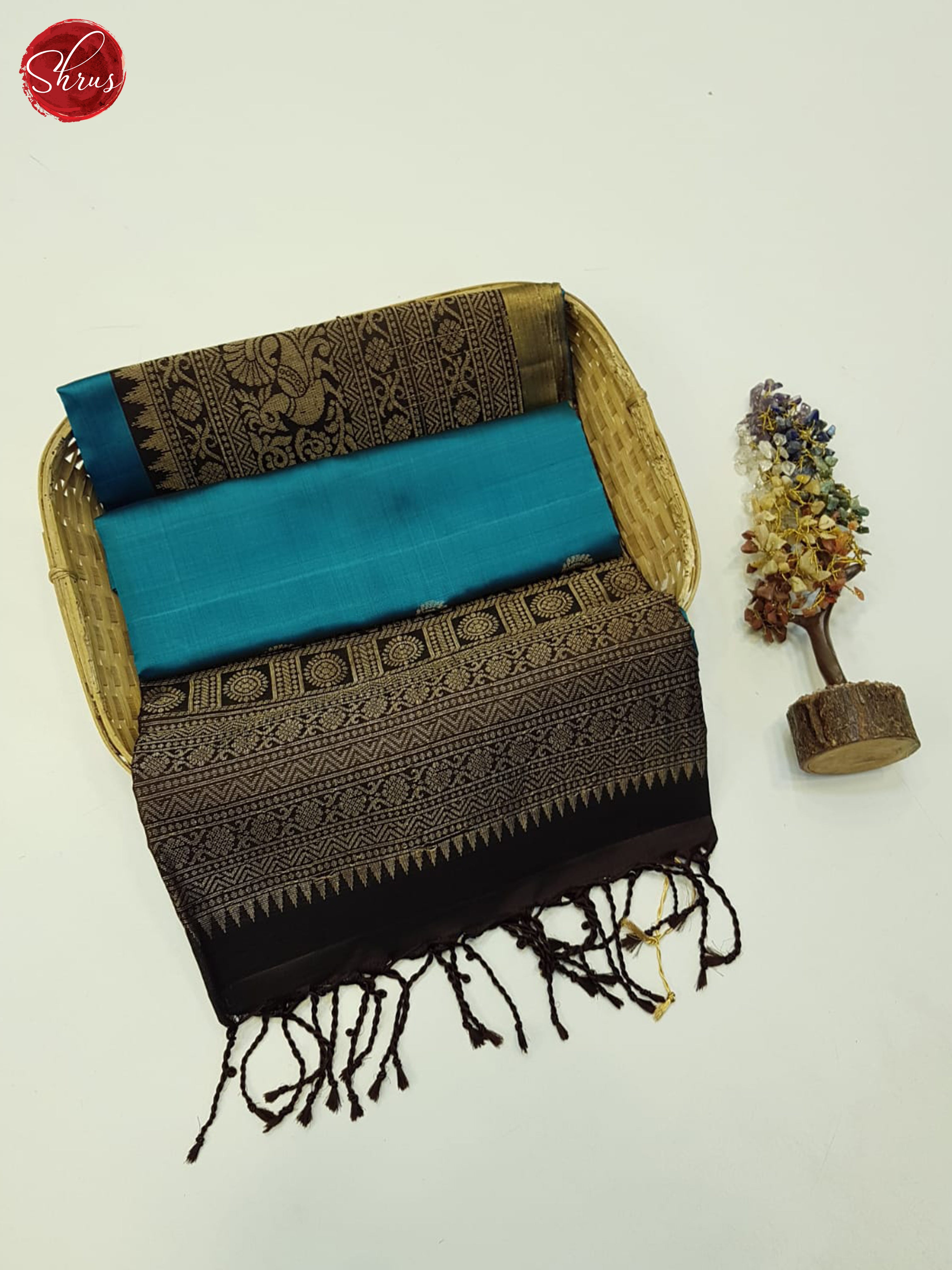 Blue & Brown - Softsilk-halfpure Saree - Shop on ShrusEternity.com