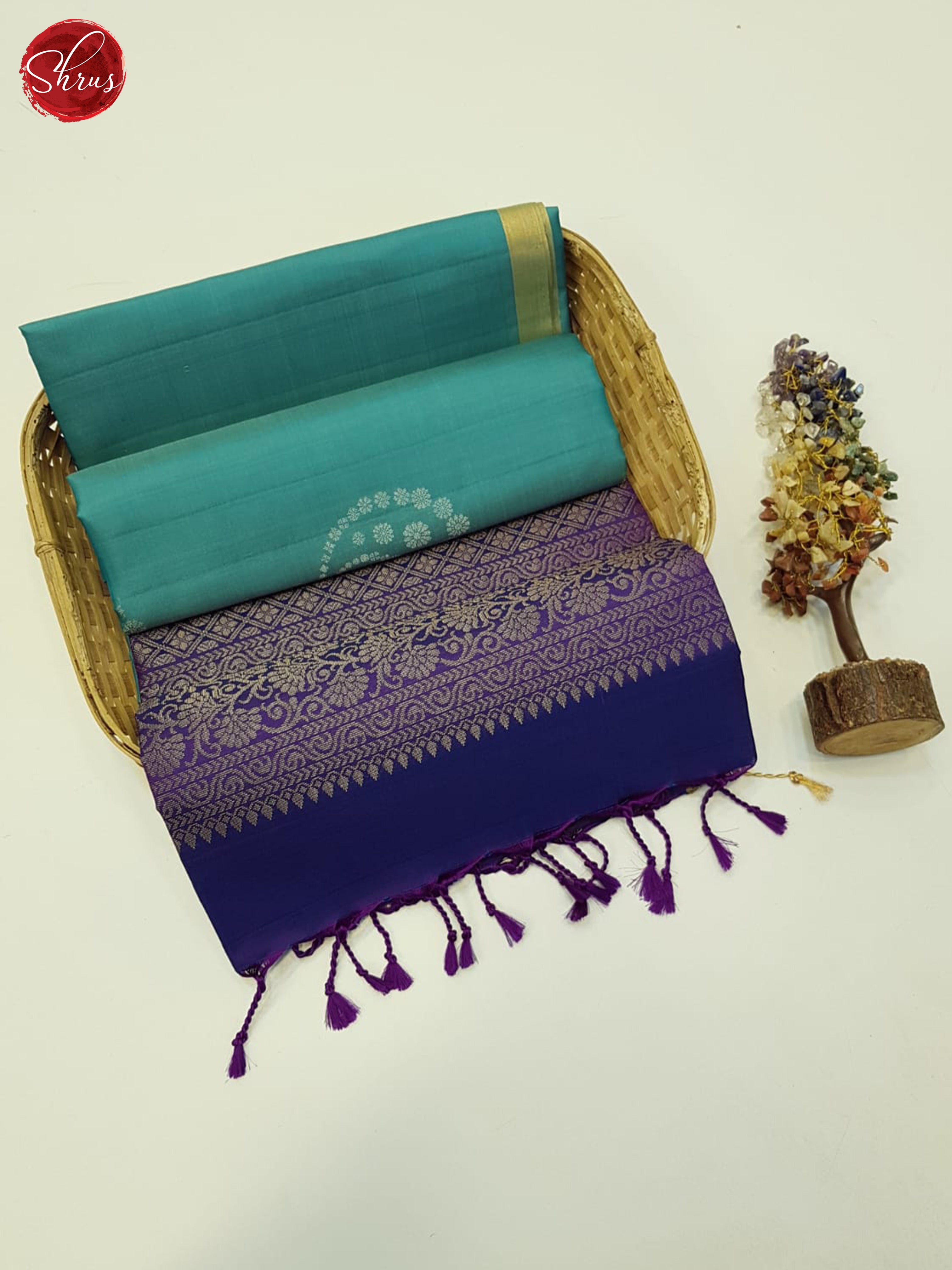 Teal Green & Purple - Soft Silk Saree - Shop on ShrusEternity.com