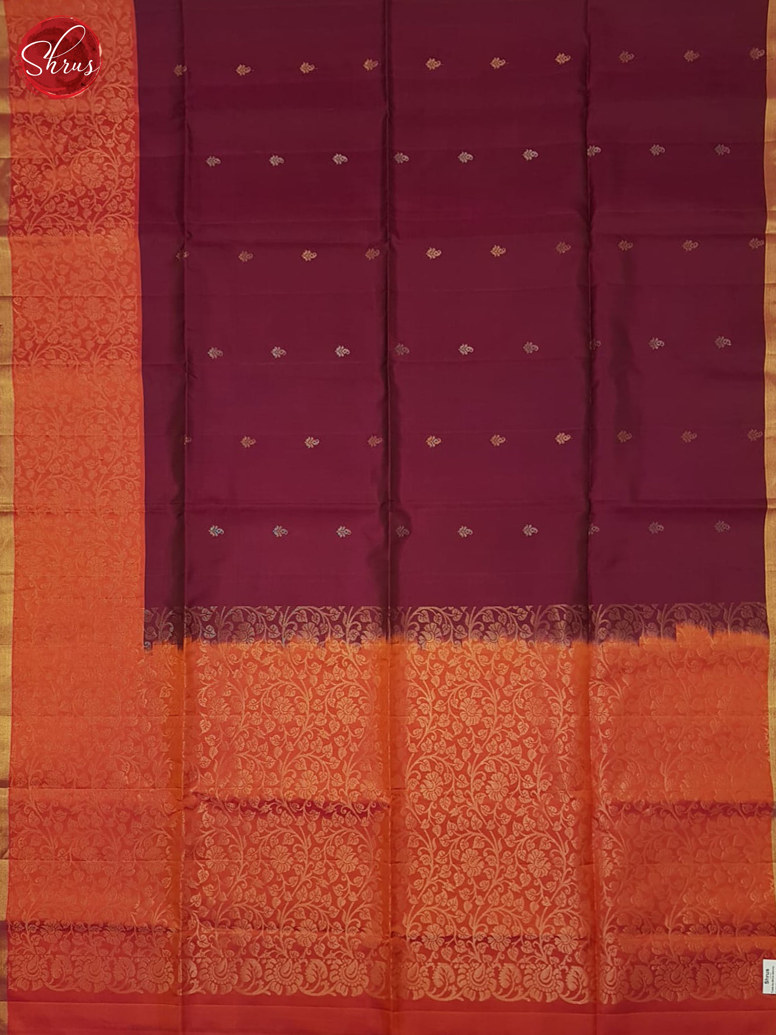 Maroon & Orange- Soft Silk Saree - Shop on ShrusEternity.com