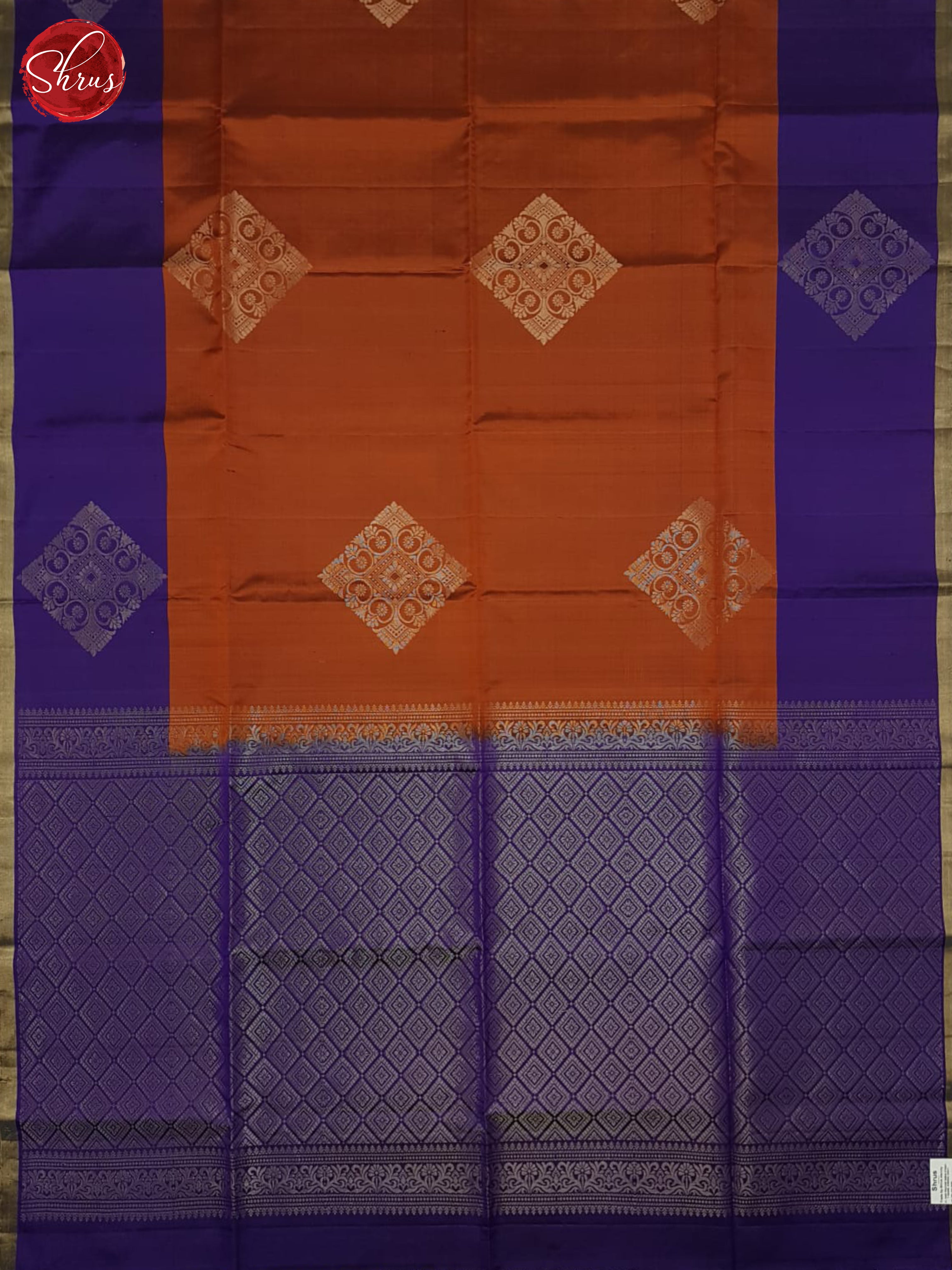 Brick Orange & Purple - Soft Silk Saree - Shop on ShrusEternity.com