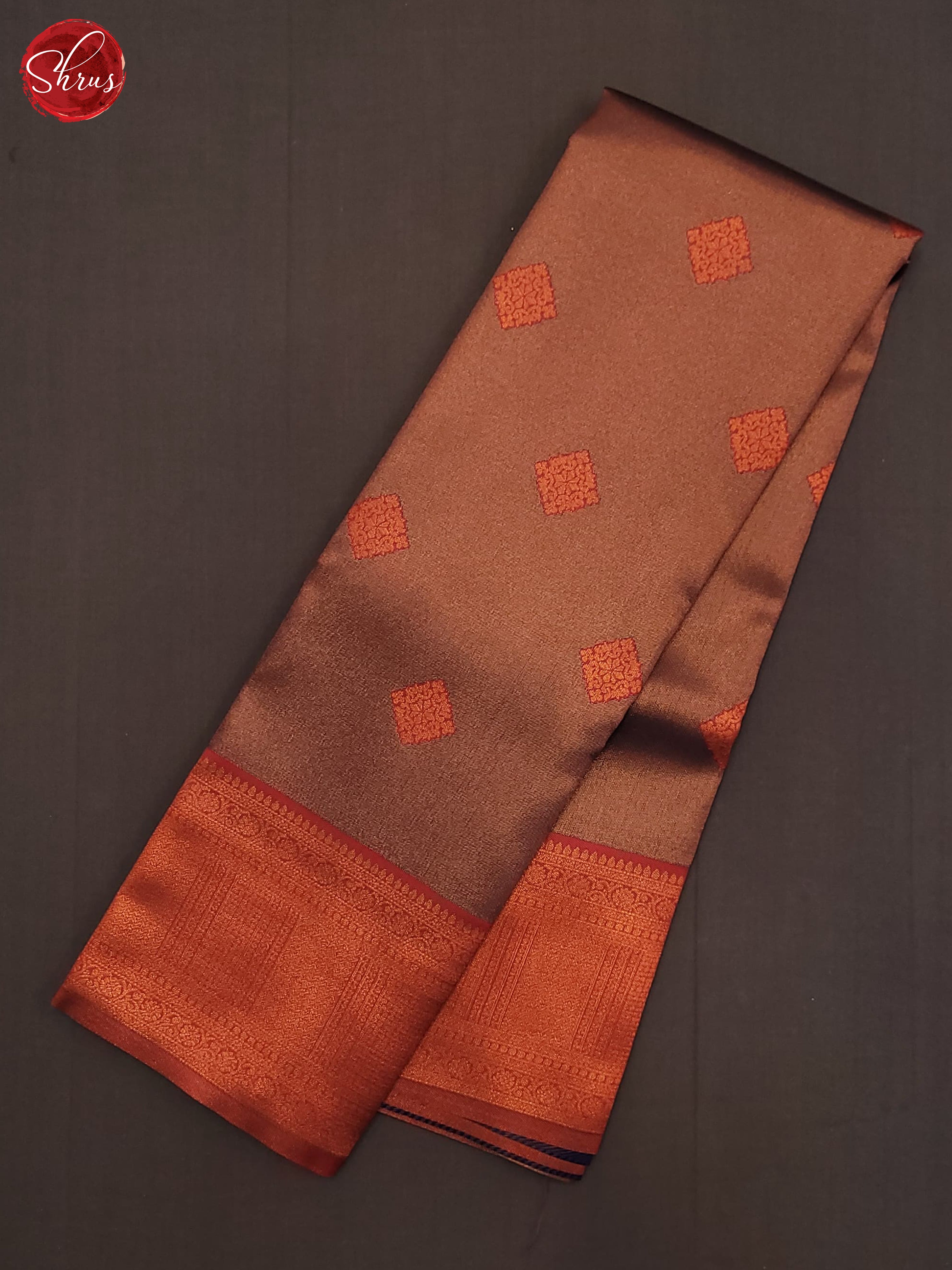 Brown & Red- Semi Kanchipuram Saree - Shop on ShrusEternity.com