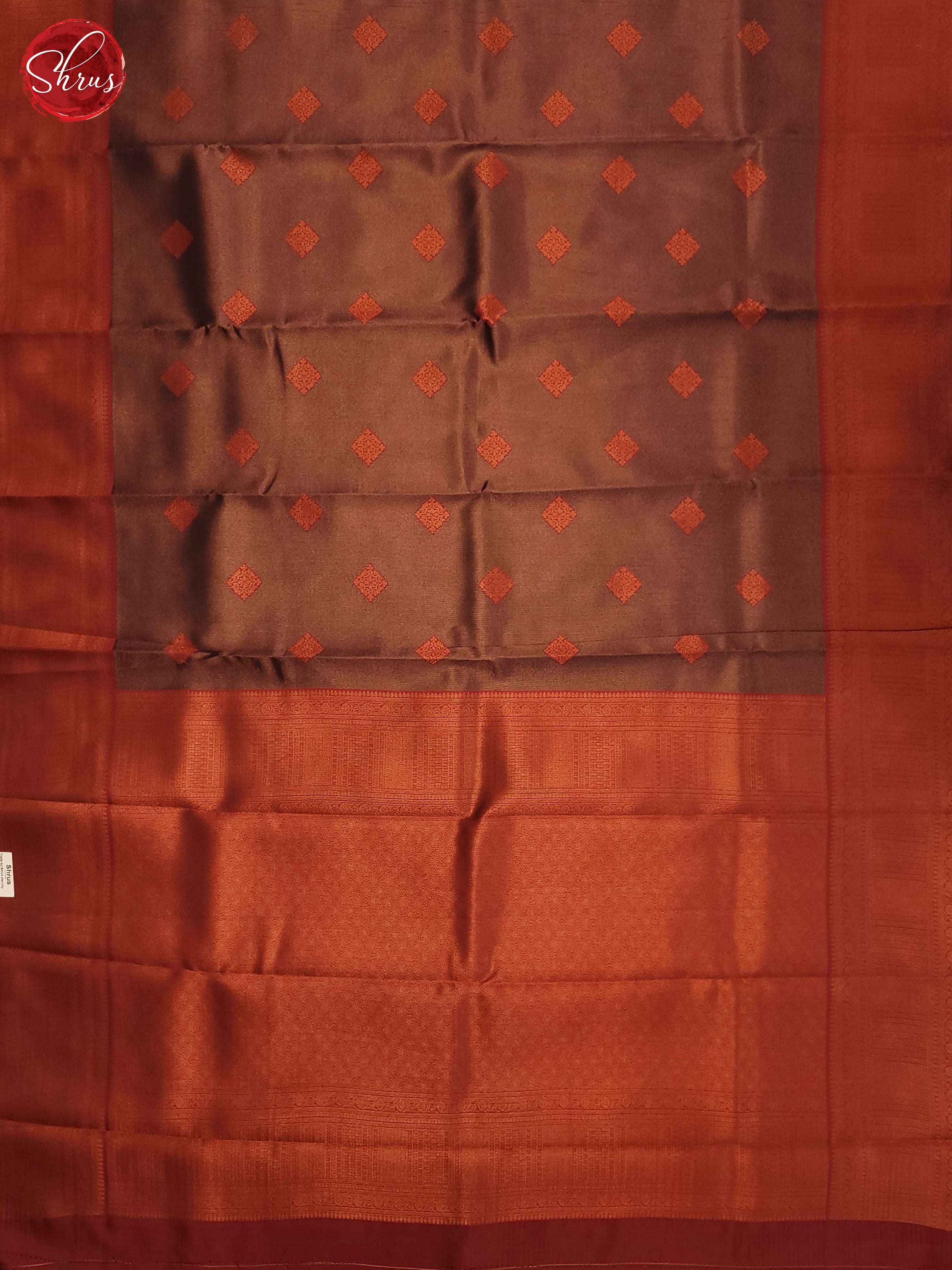 Brown & Red- Semi Kanchipuram Saree - Shop on ShrusEternity.com