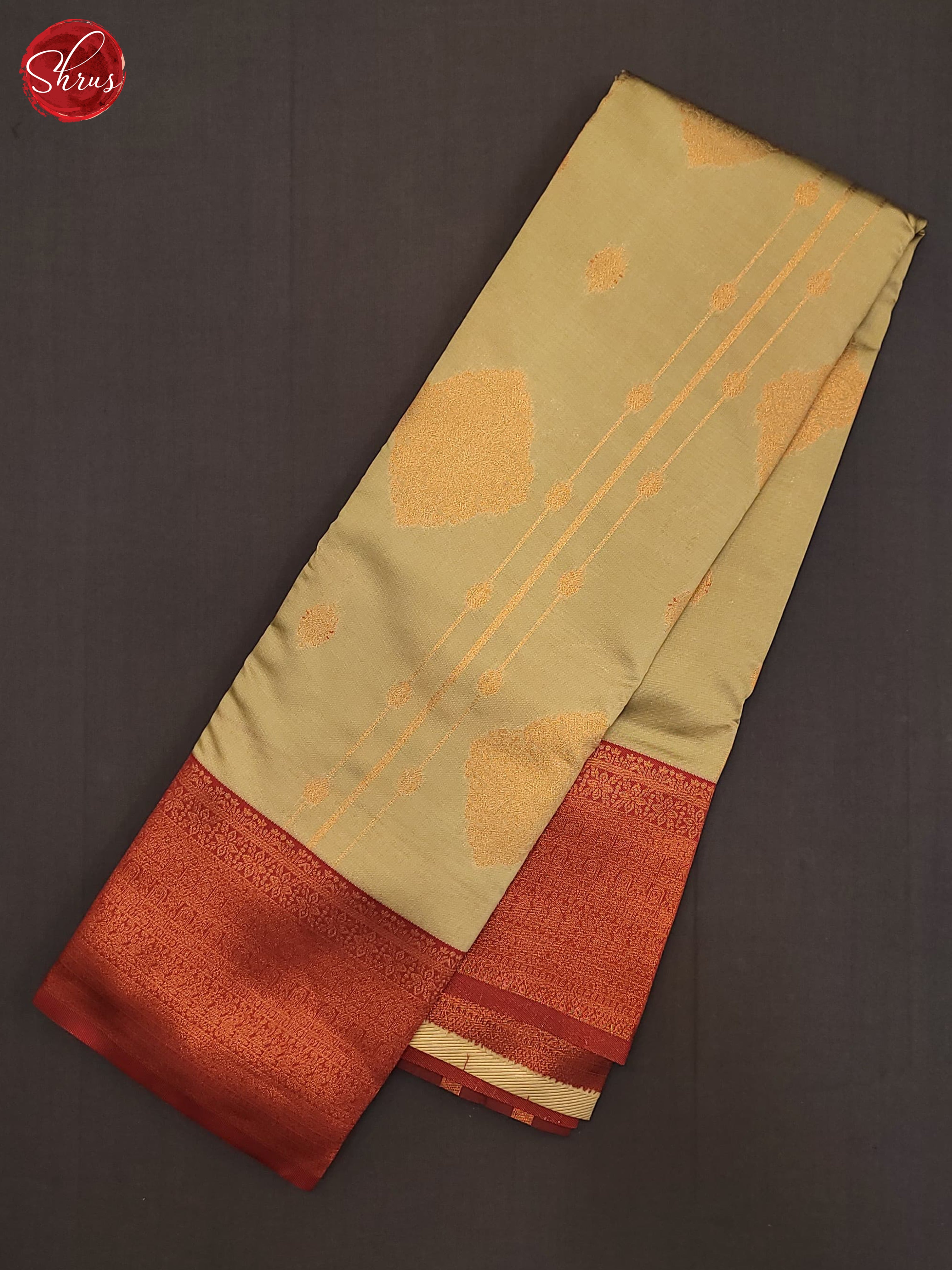 Pastel Green & Maroon  - Semi Kanchipuram Saree - Shop on ShrusEternity.com