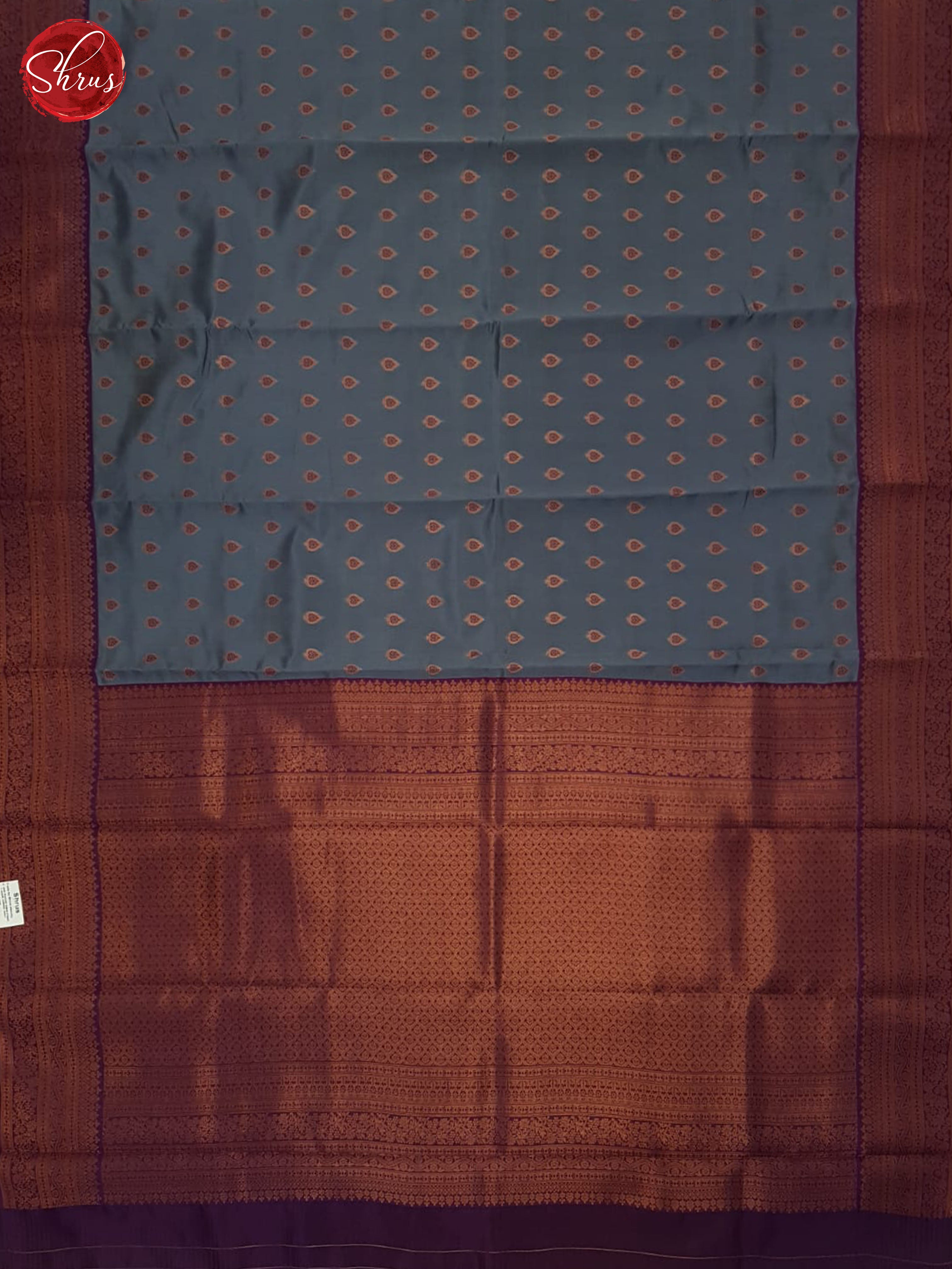 Grey & Wine- Semi Kanchipuram Saree - Shop on ShrusEternity.com