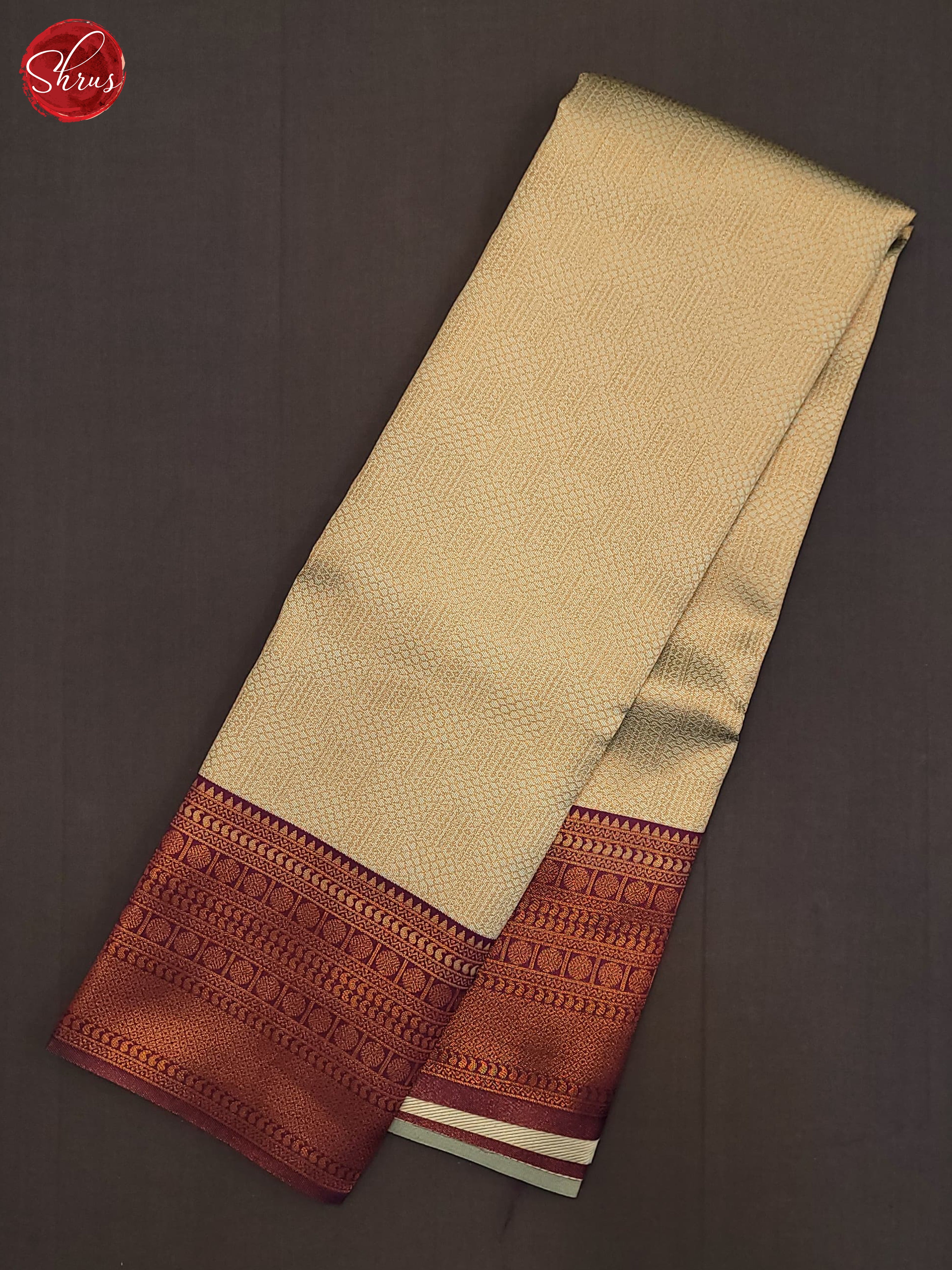 Pastel Green & Wine - Semi Kanchipuram Saree - Shop on ShrusEternity.com