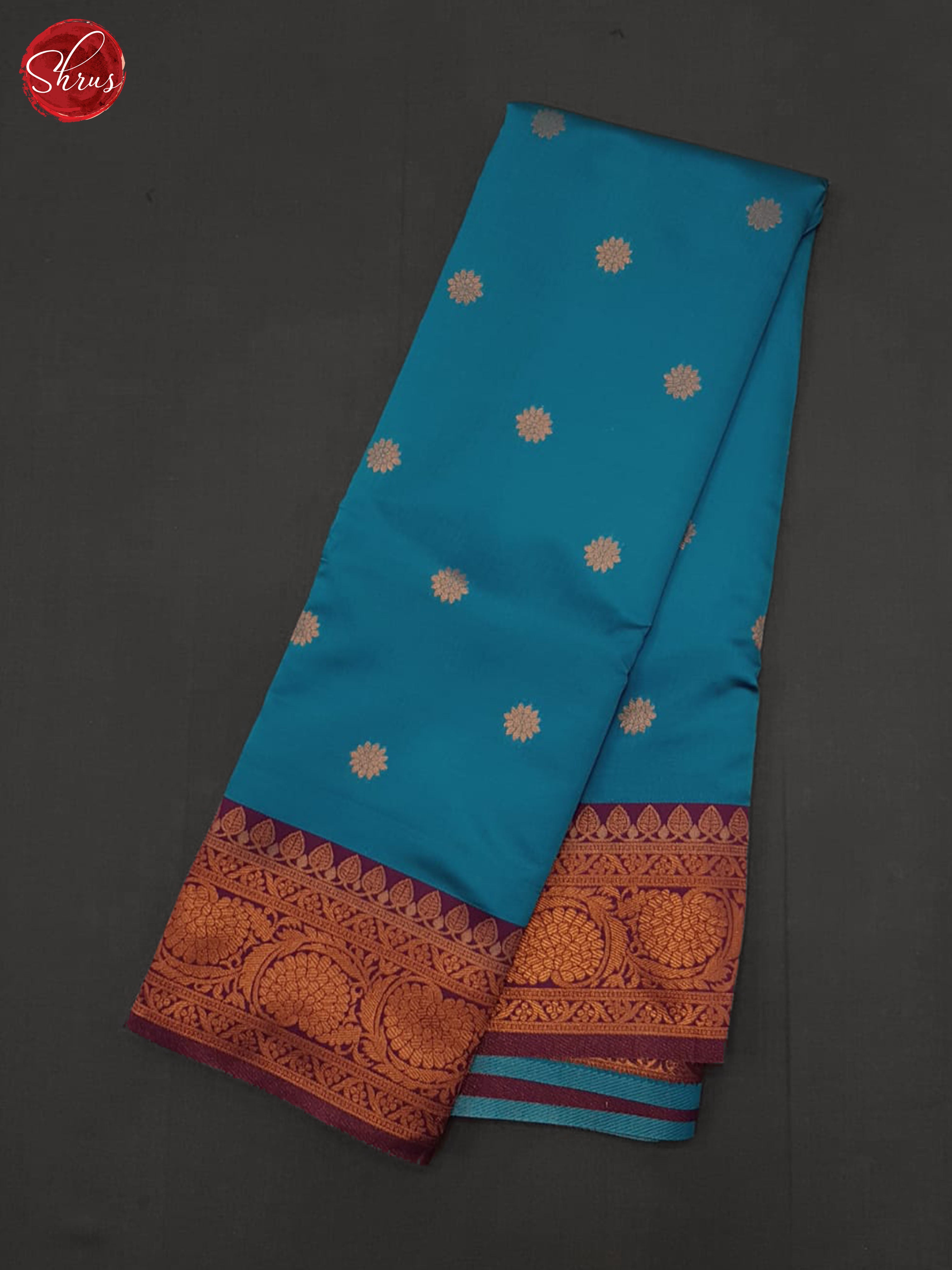 Blue & Wine - Semi Kanchipuram Saree - Shop on ShrusEternity.com