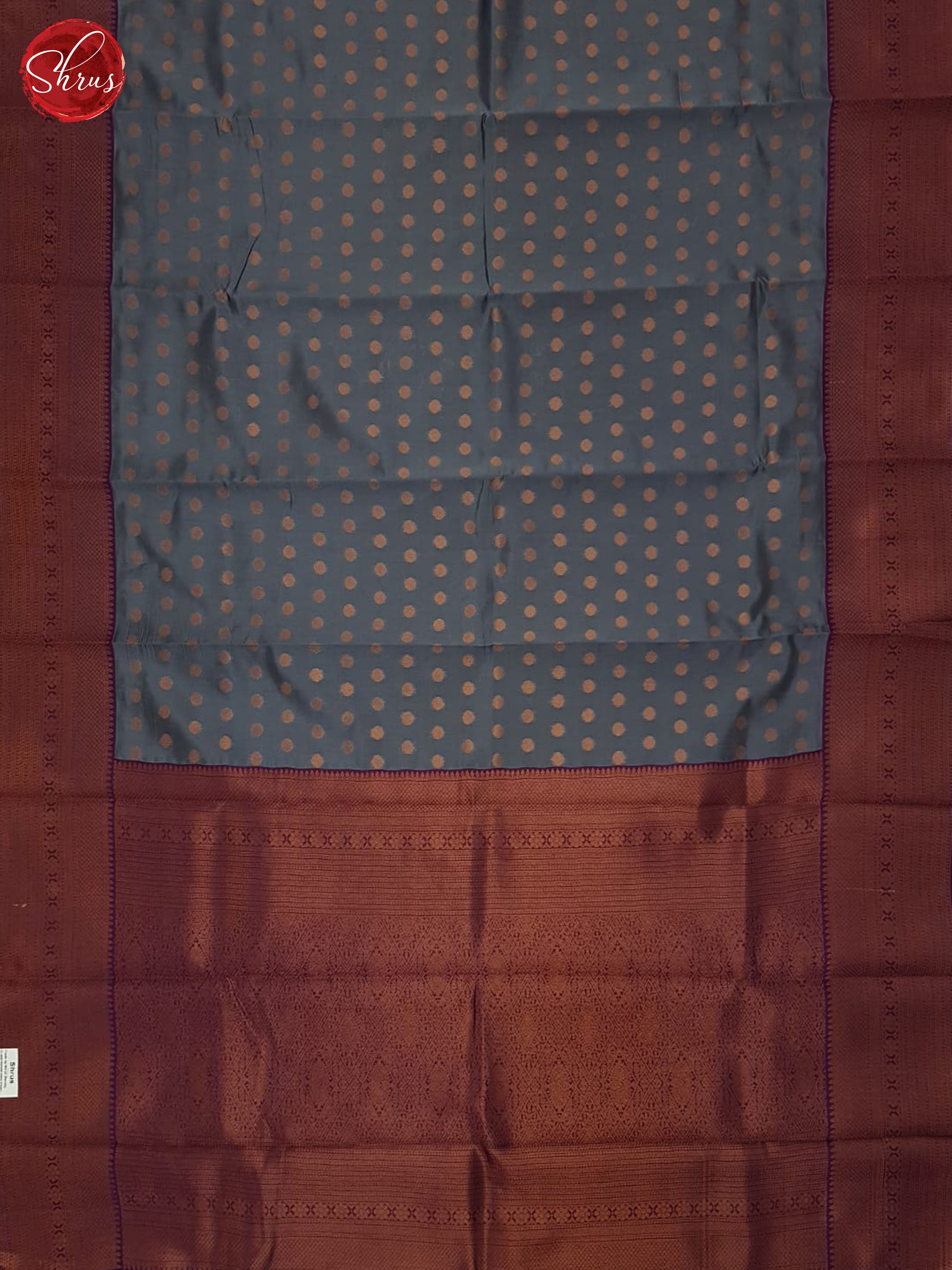 Grey & Wine - Semi kanchipuram Saree - Shop on ShrusEternity.com