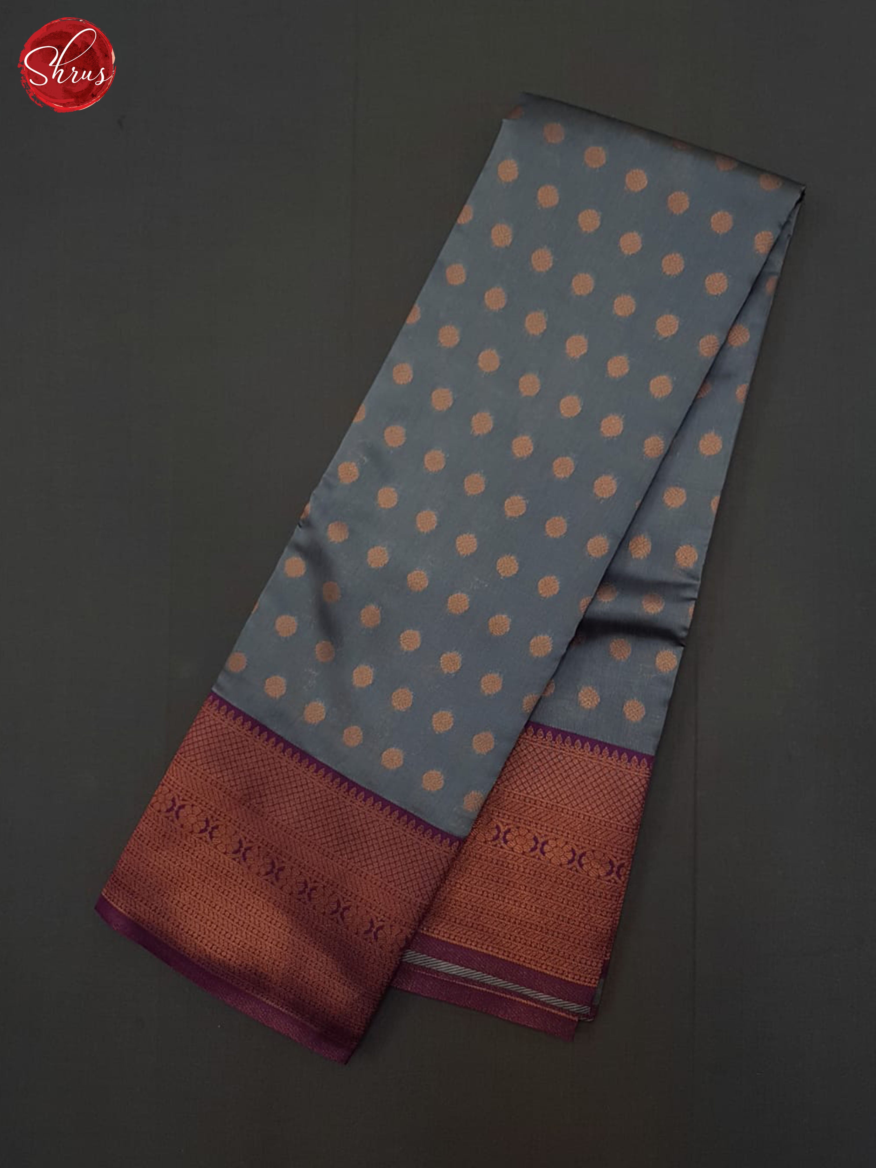 Grey & Wine - Semi kanchipuram Saree - Shop on ShrusEternity.com