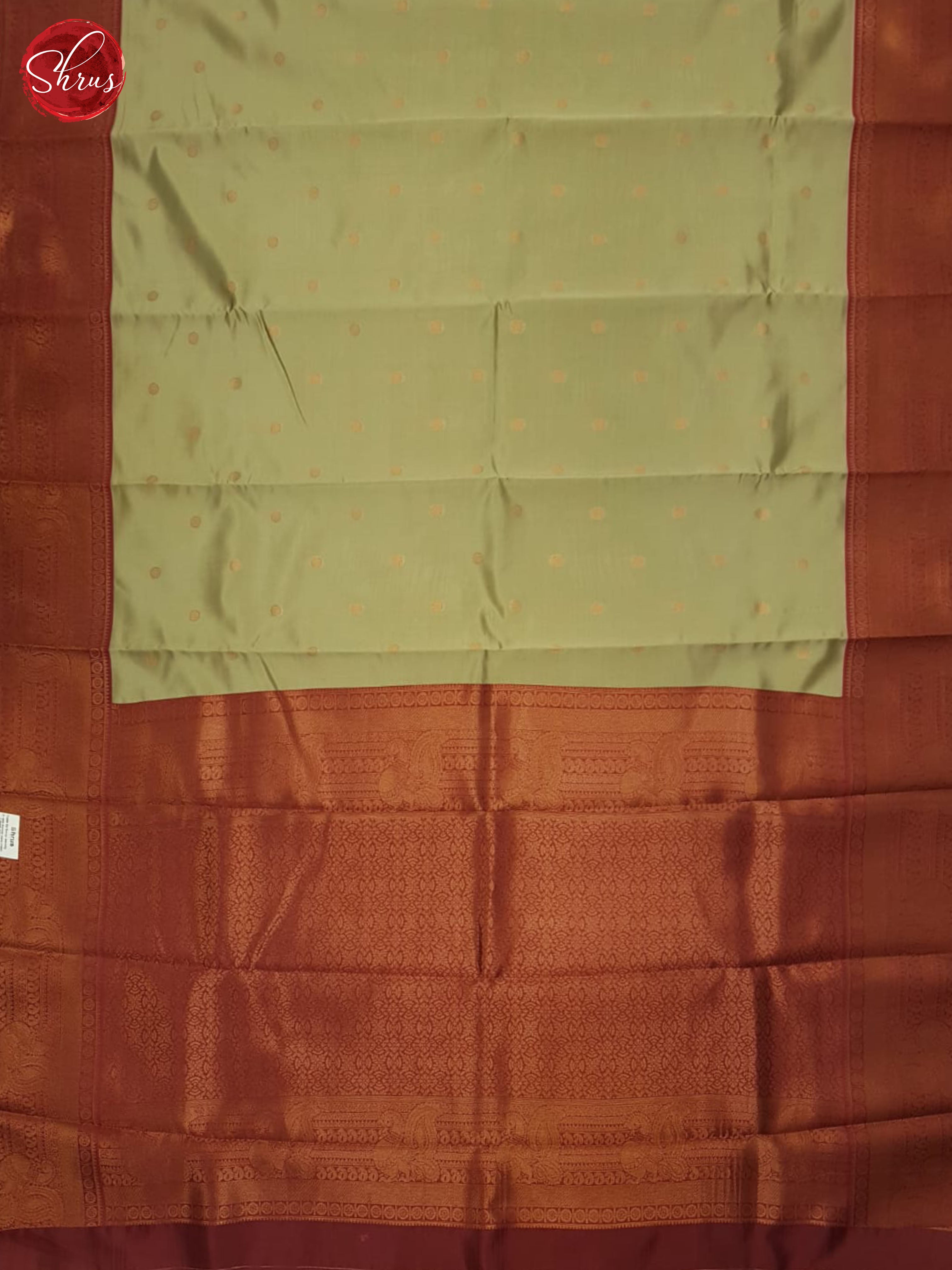 Elachi Green & Arakku Maroon- Semi Kanchipuram Saree - Shop on ShrusEternity.com