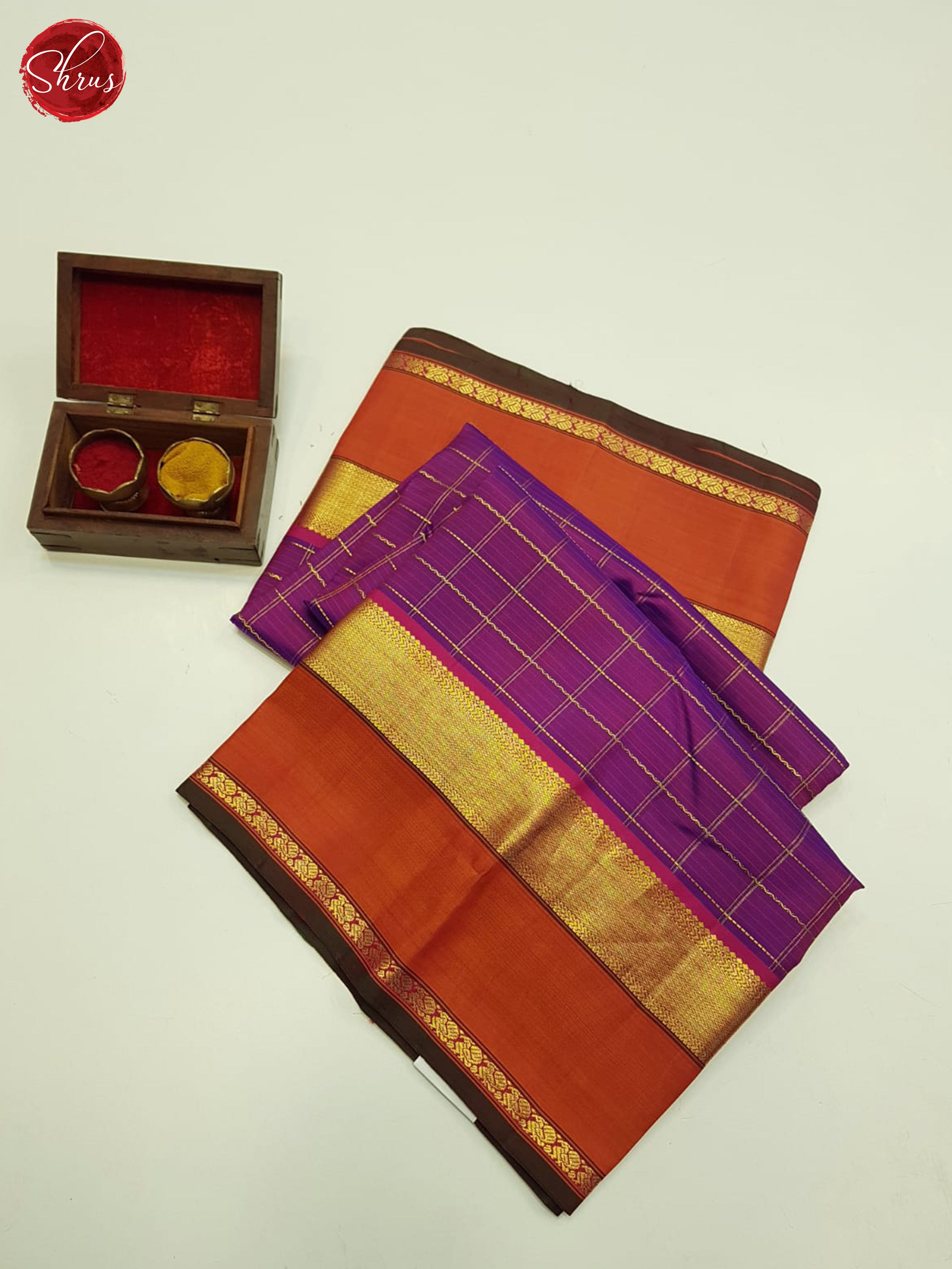 Dual Toned Purple & Orangish Pink - Kanchipuram Silk - Shop on ShrusEternity.com