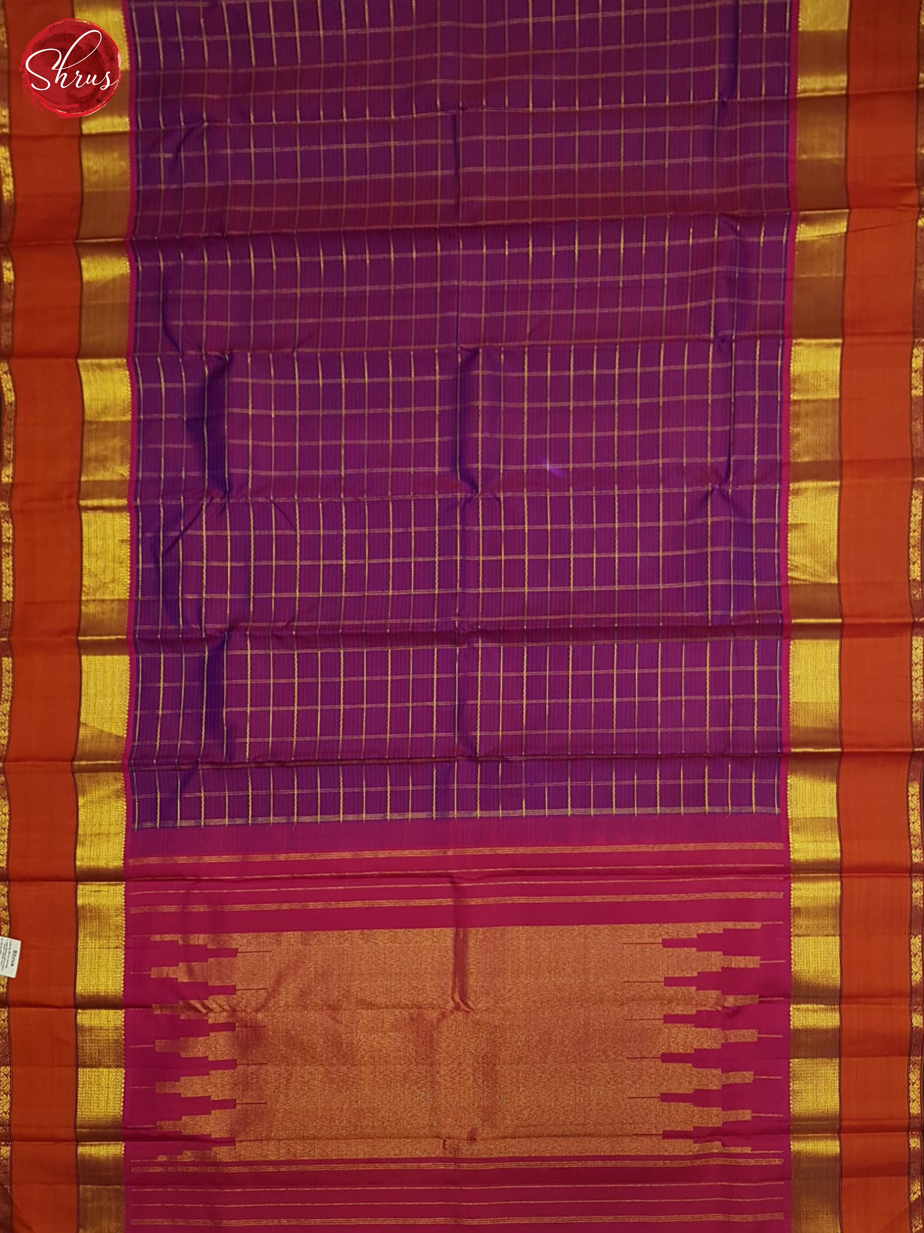 Dual Toned Purple & Orangish Pink - Kanchipuram Silk - Shop on ShrusEternity.com