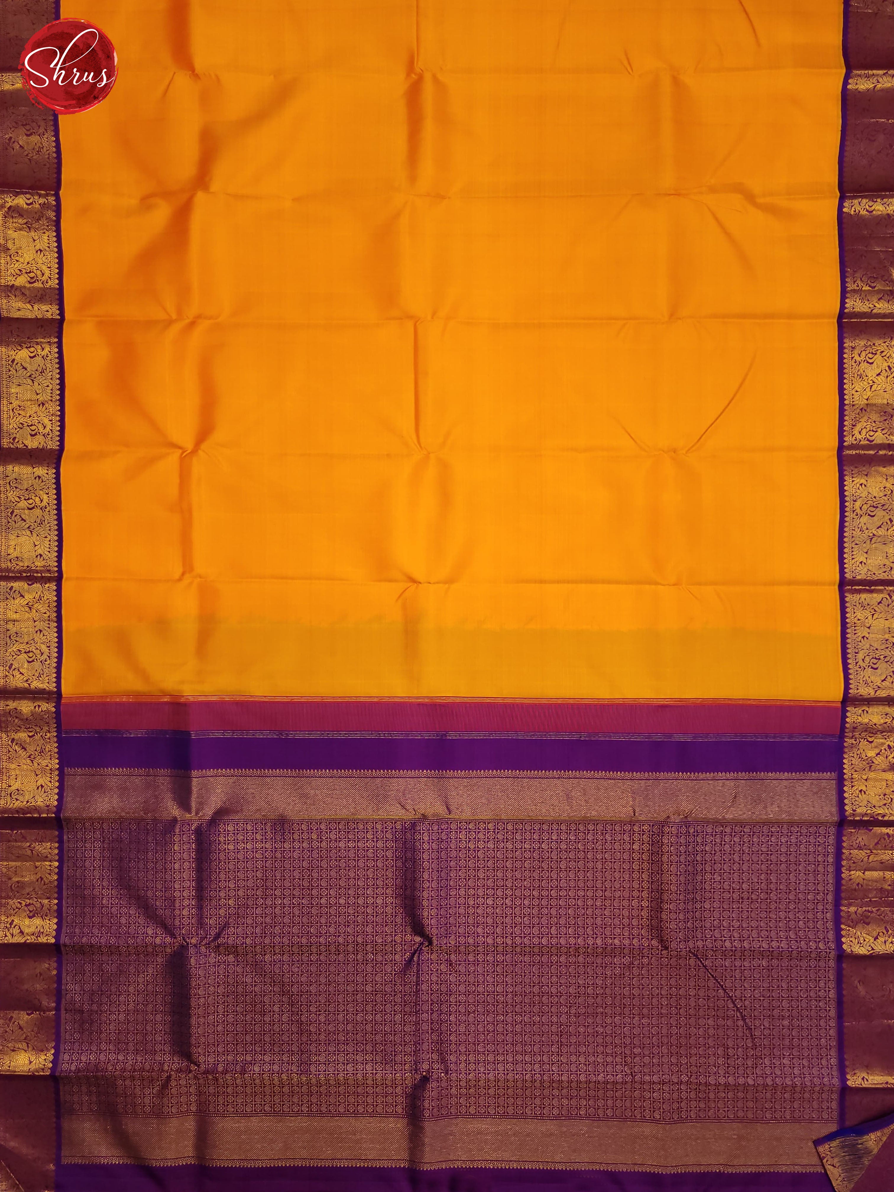 Yellow and purple-kanchipuram Silk Saree - Shop on ShrusEternity.com