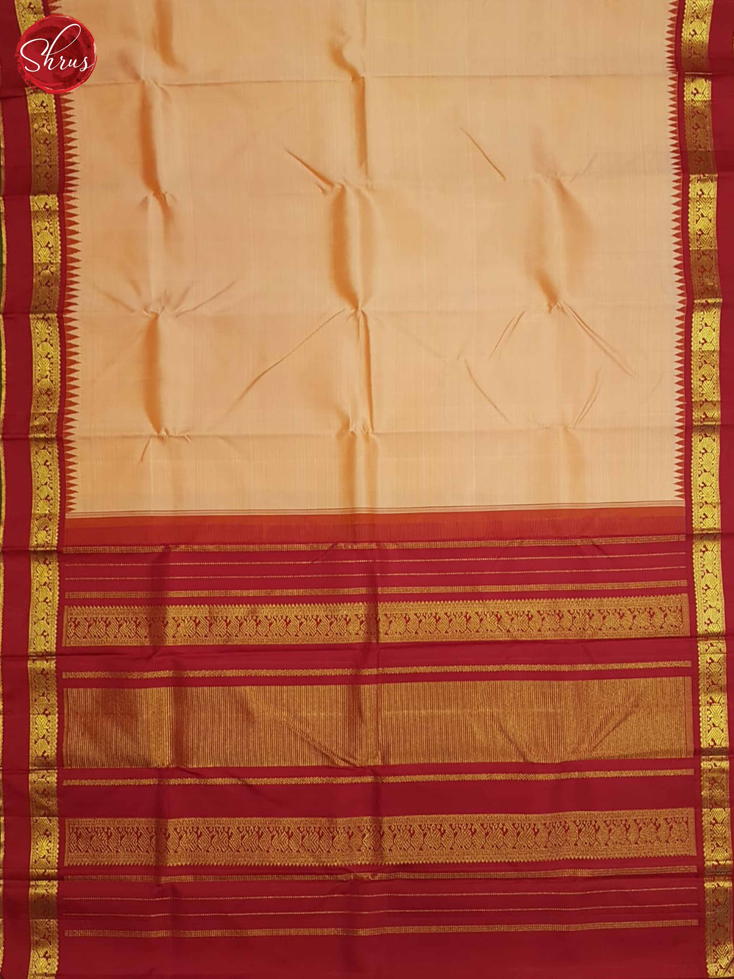 Peach And Red - Kanchipuram Silk Saree - Shop on ShrusEternity.com