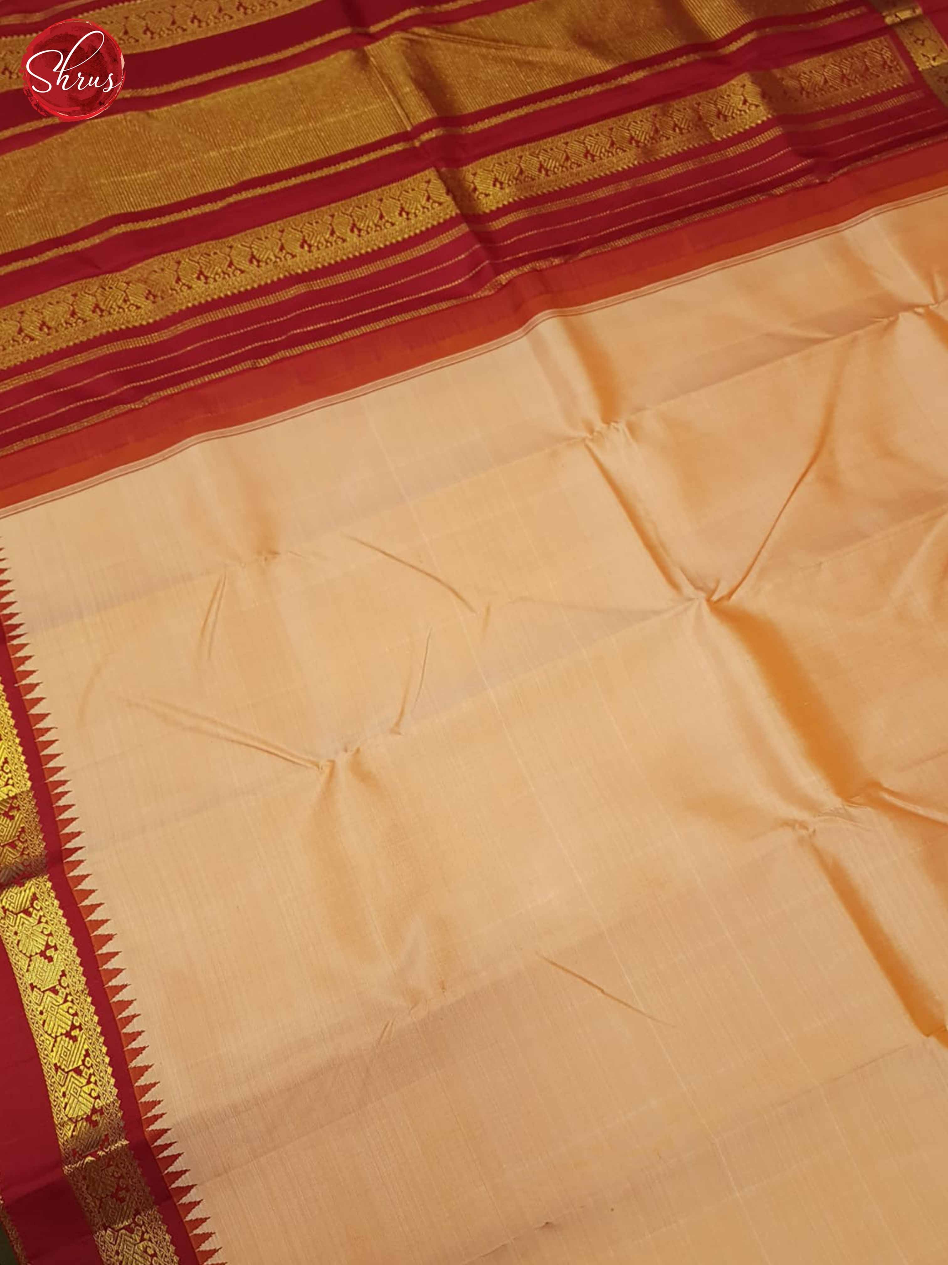 Peach And Red - Kanchipuram Silk Saree - Shop on ShrusEternity.com