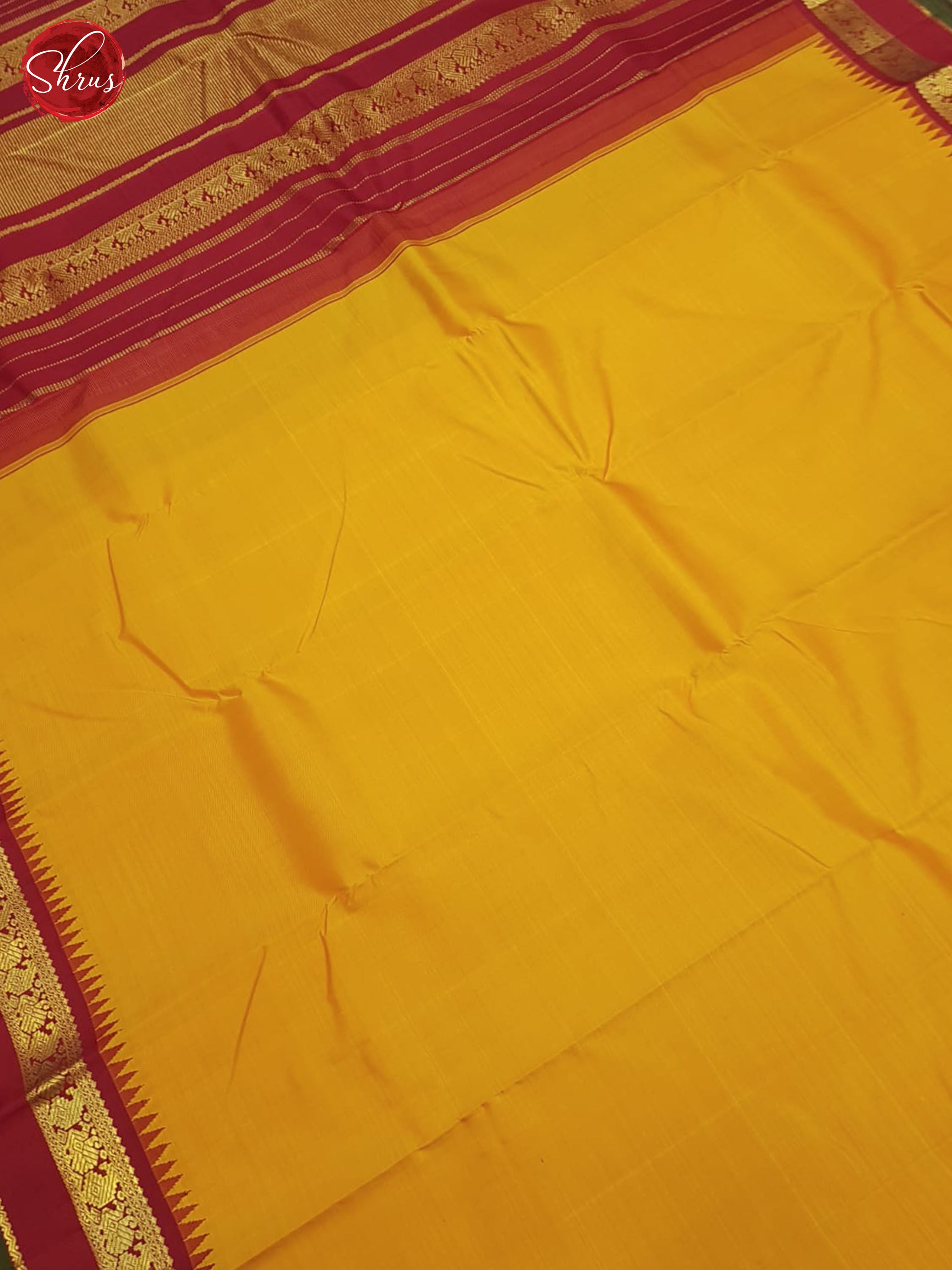 Yellow And Red-Kanchipuram Silk Saree - Shop on ShrusEternity.com