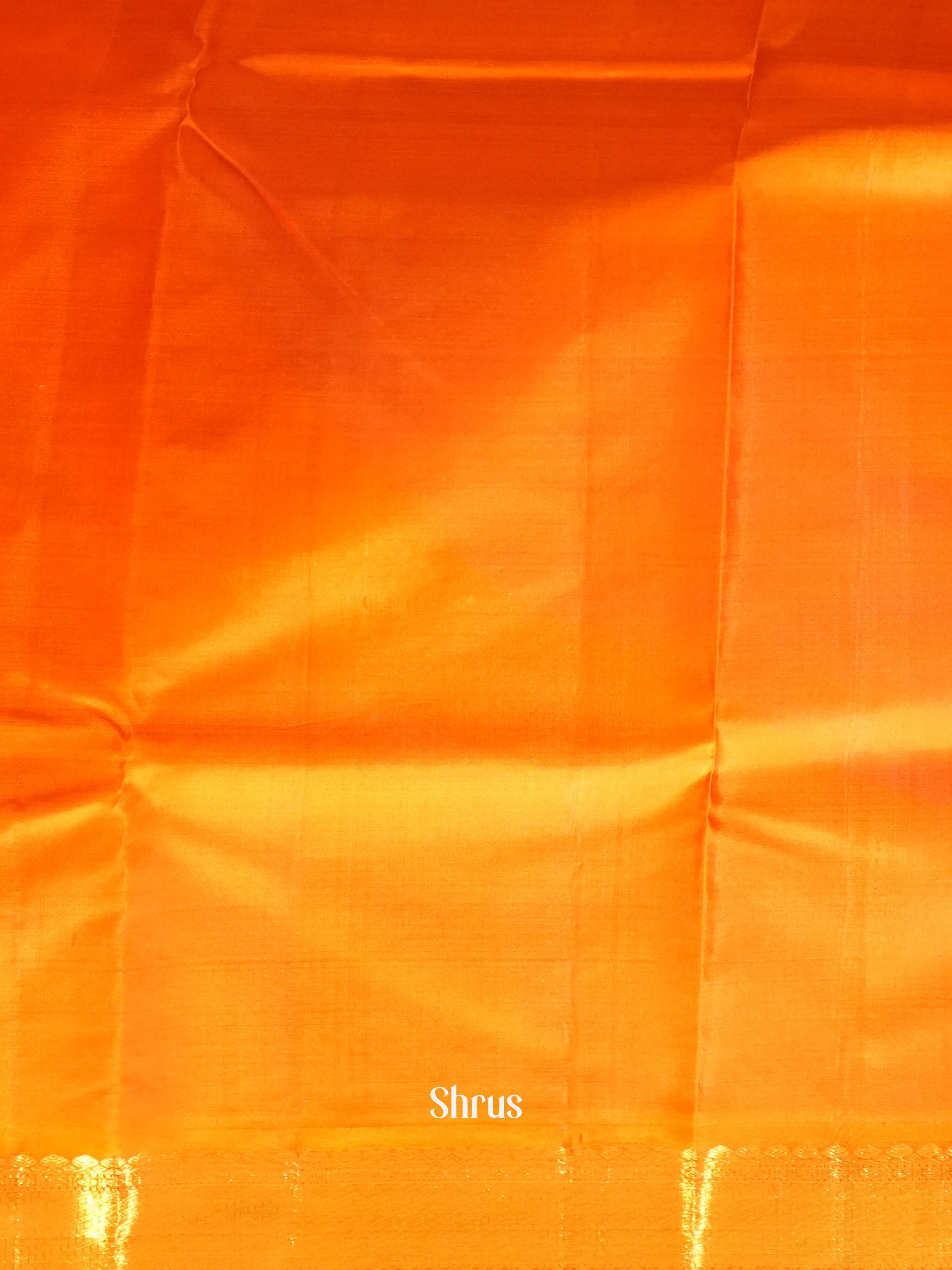 Blue And Orange- Korvai Kanchipuram Silk saree