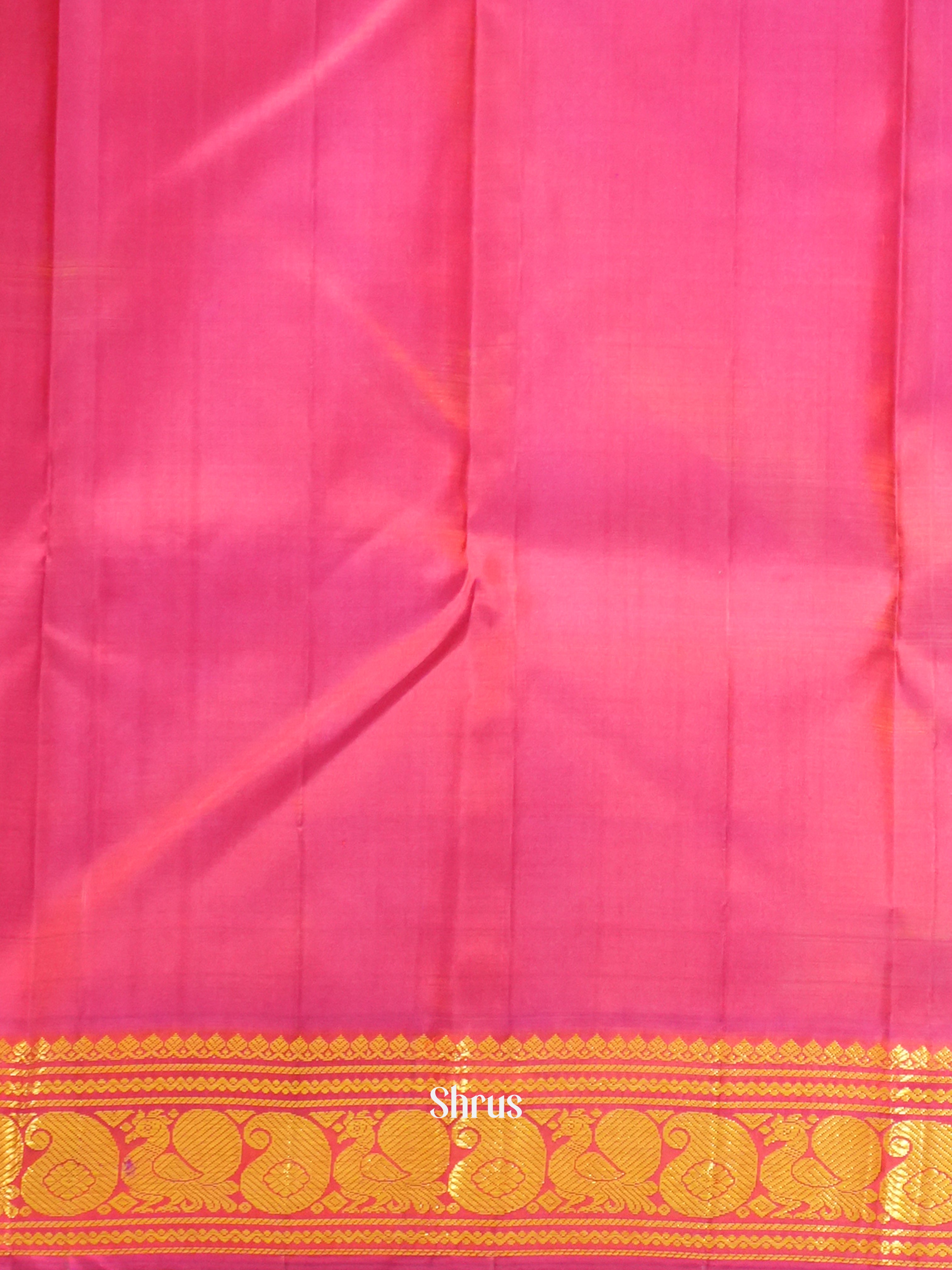 Yellow and pink - Korvai Kanchipuram Silk Saree