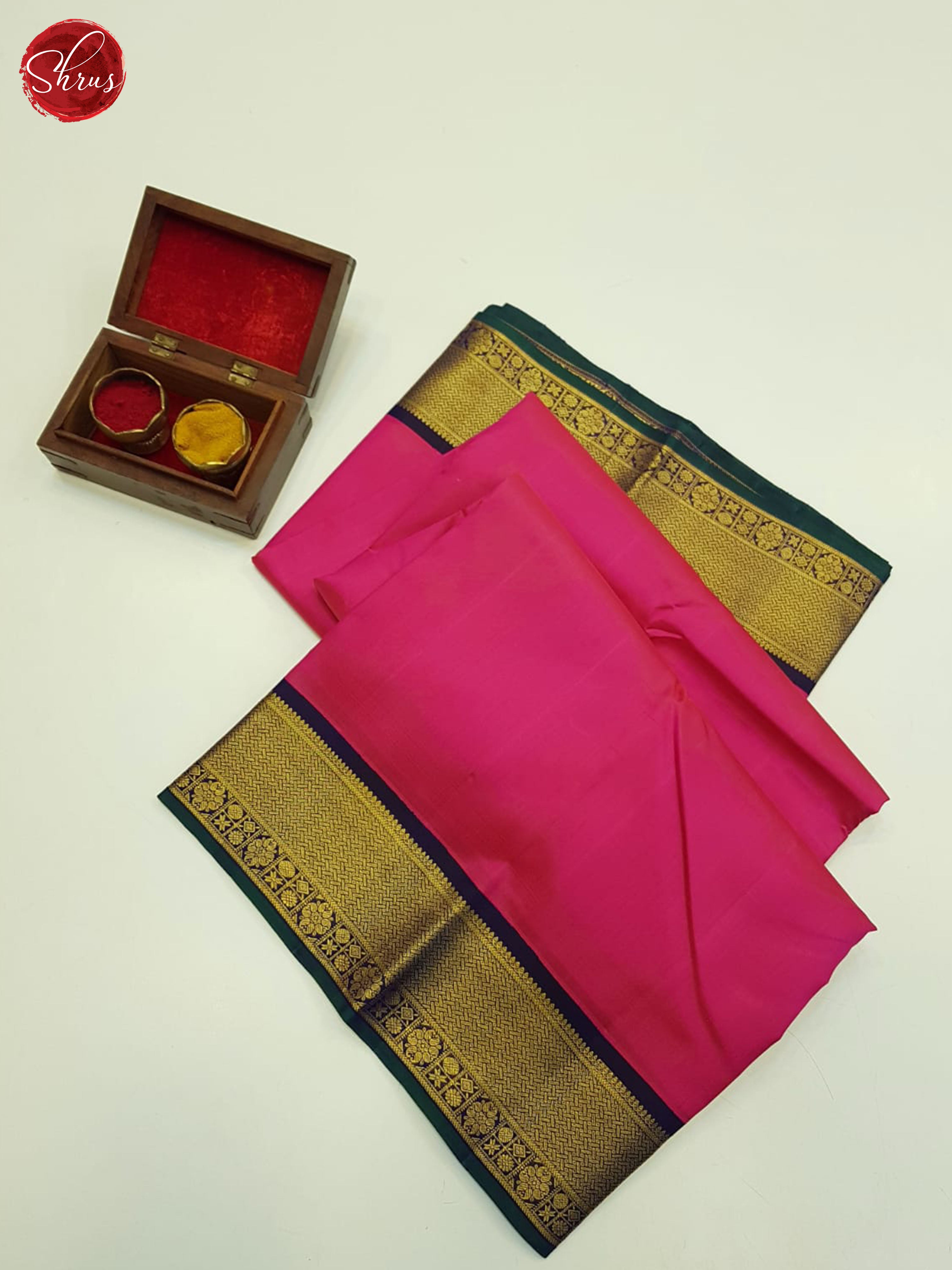 Pink And Blue- Kanchipuram Silk Saree - Shop on ShrusEternity.com