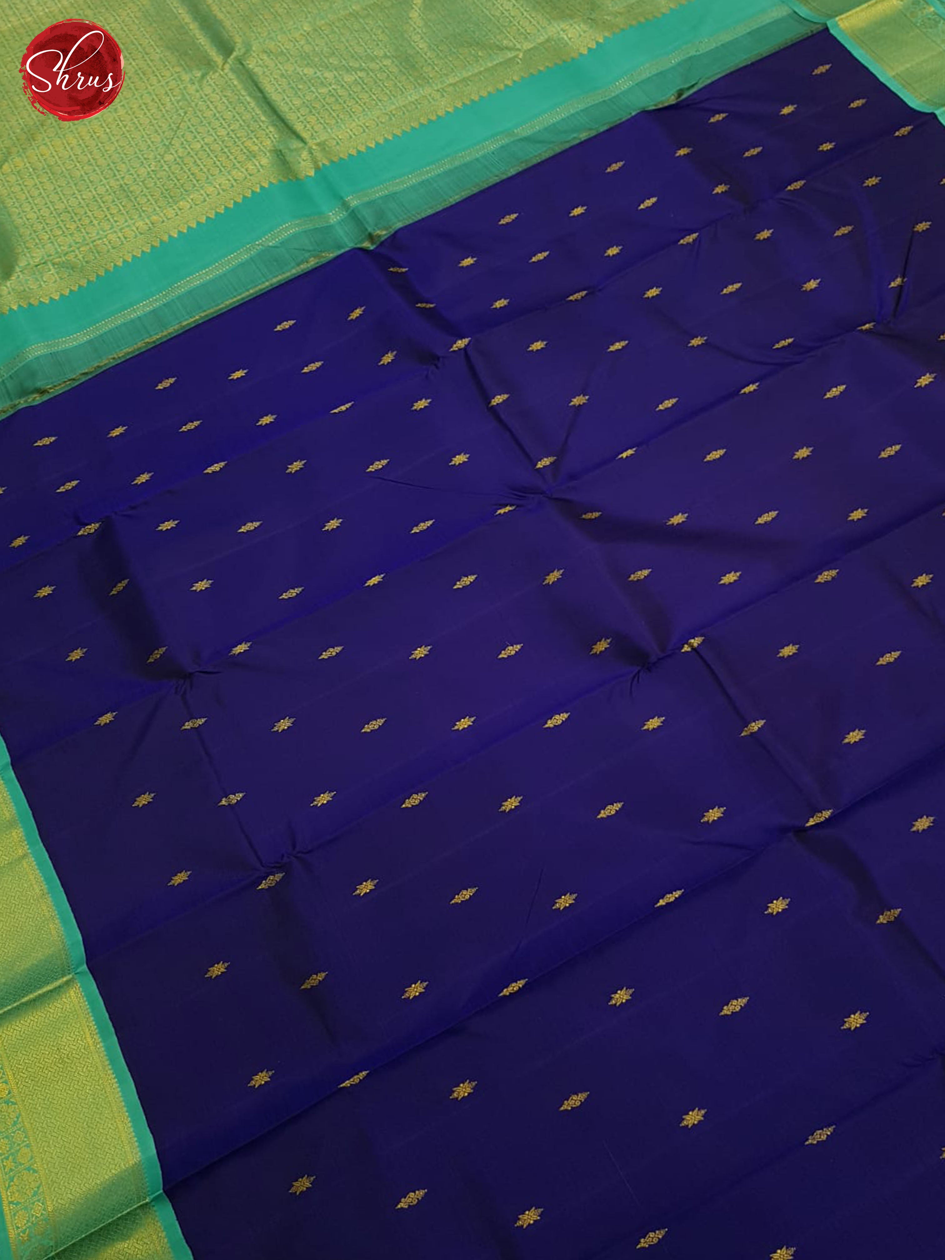 Blue And Teal Green-Kanchipuram Silk Saree - Shop on ShrusEternity.com