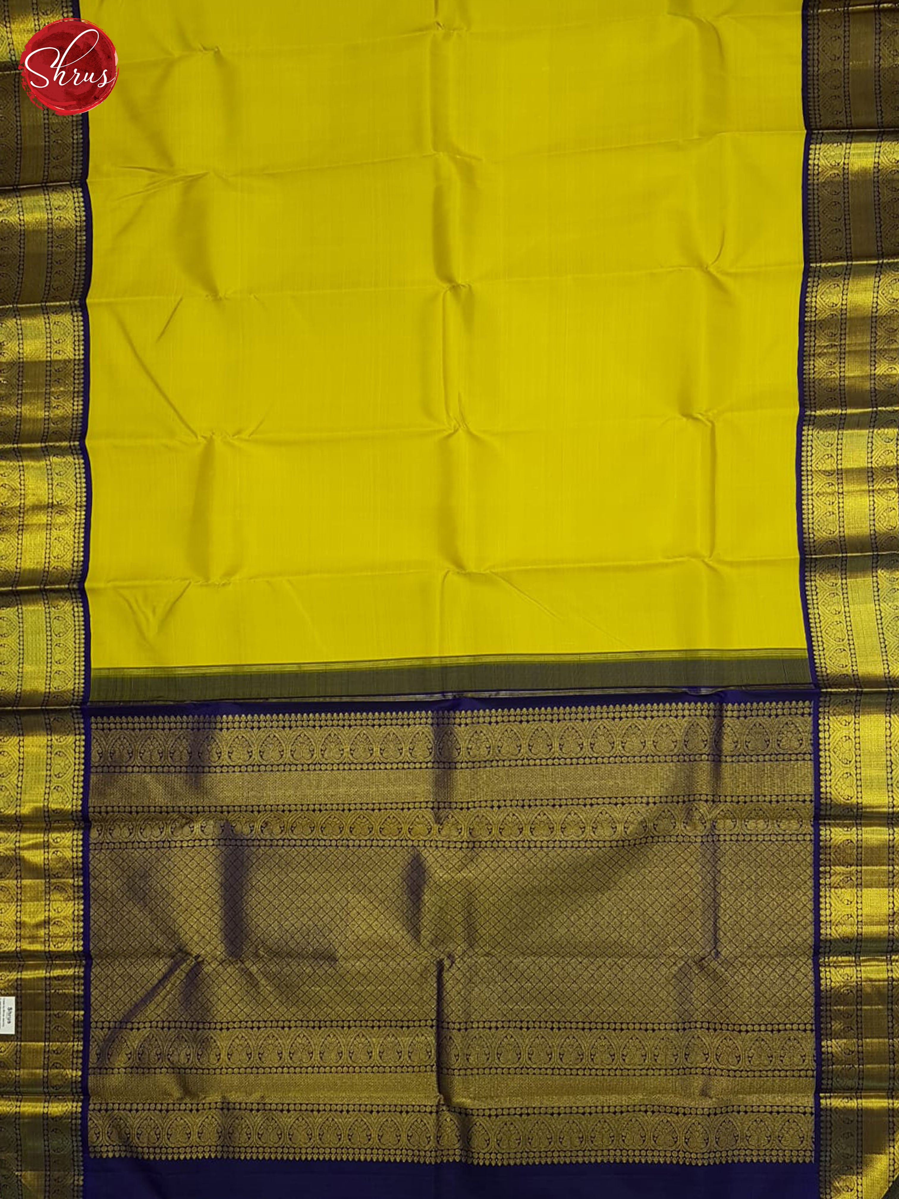 Yellow And Blue-Kanchipuram Silk saree - Shop on ShrusEternity.com
