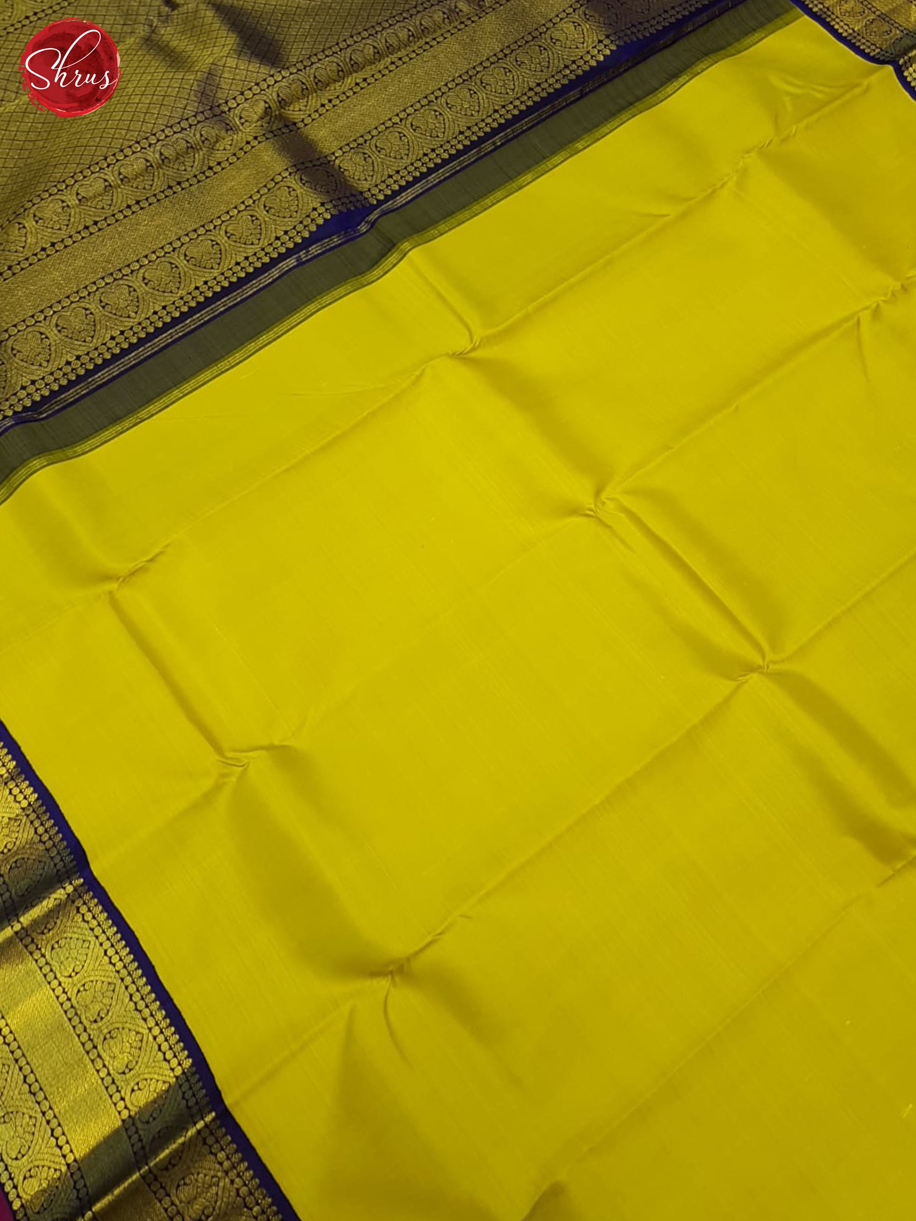 Yellow And Blue-Kanchipuram Silk saree - Shop on ShrusEternity.com