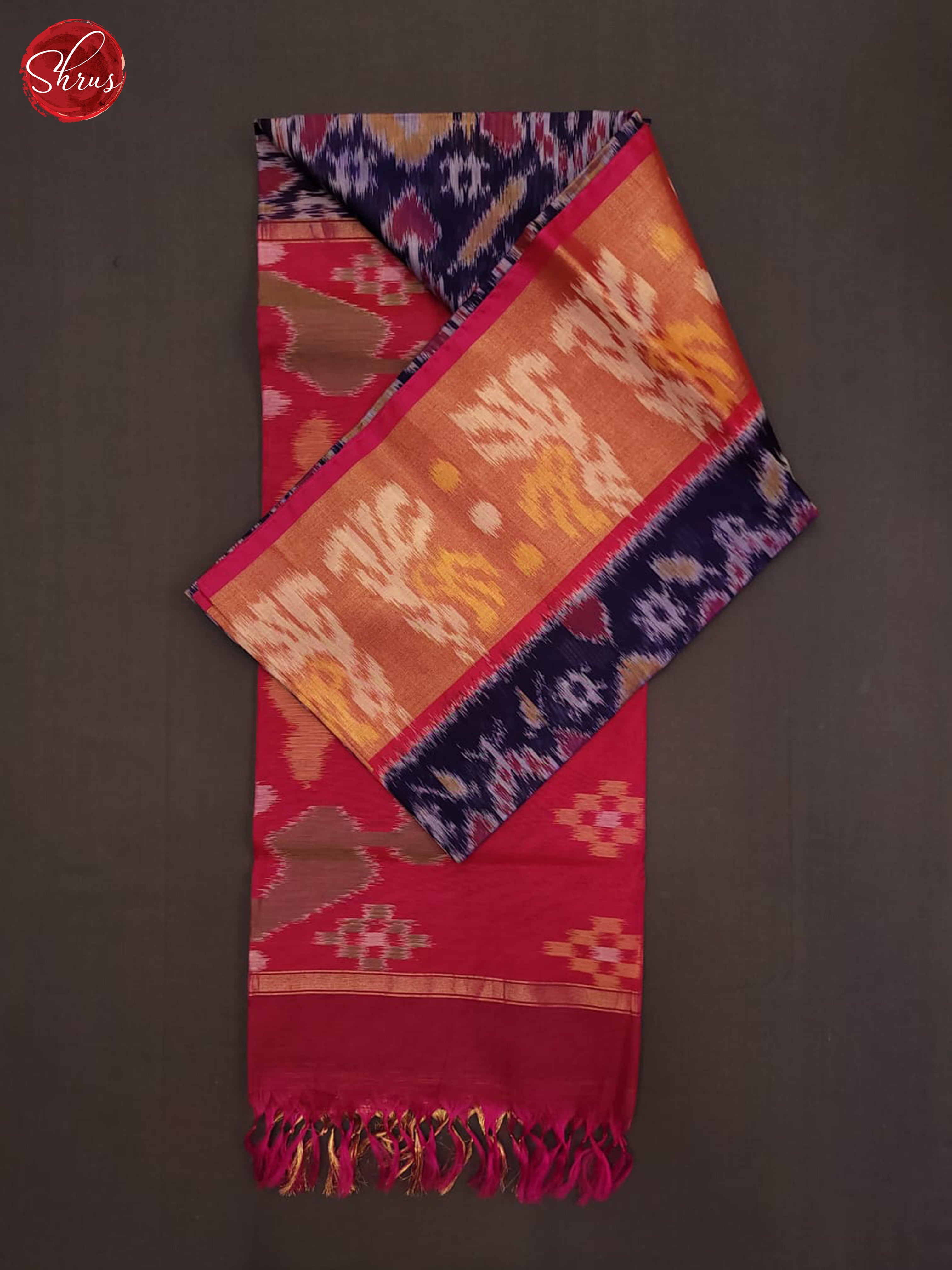 Blue and pink- Pochampally Silk Cotton Saree - Shop on ShrusEternity.com