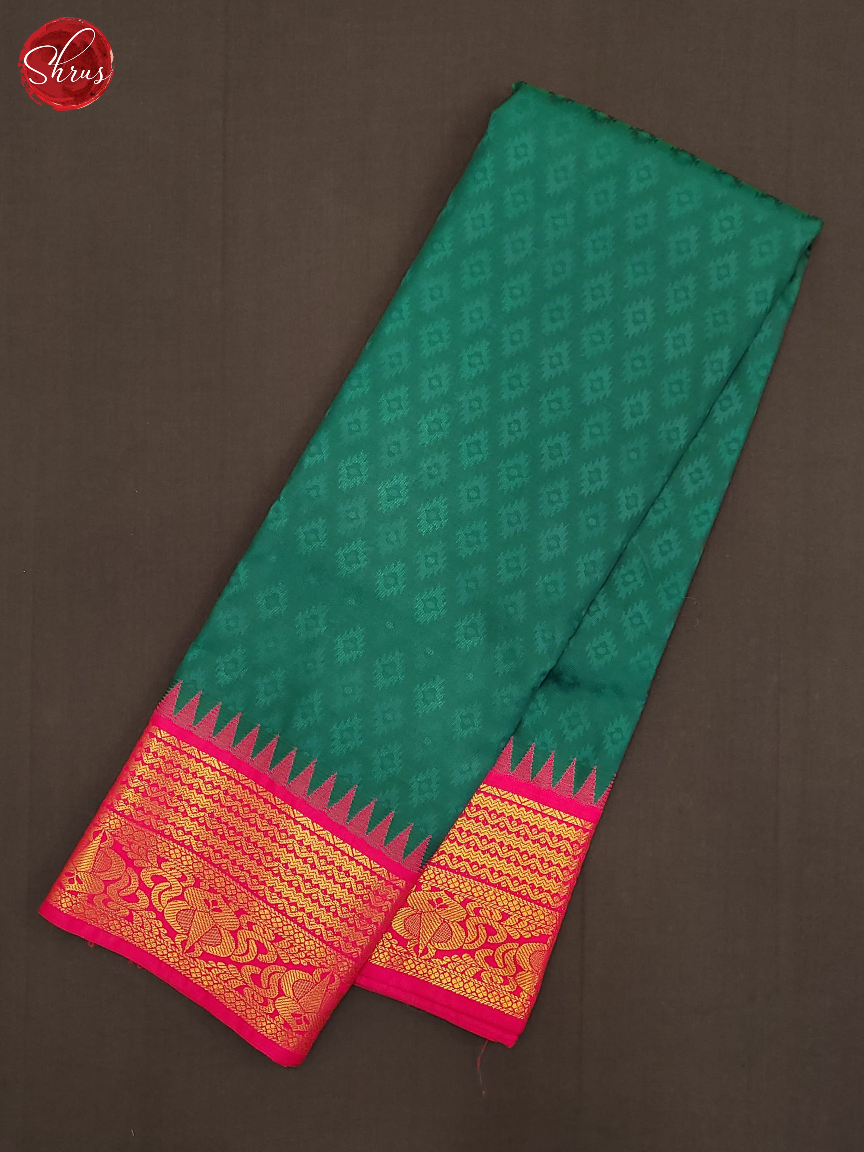 Green & Pink - Semi Kanchipuram Saree - Shop on ShrusEternity.com