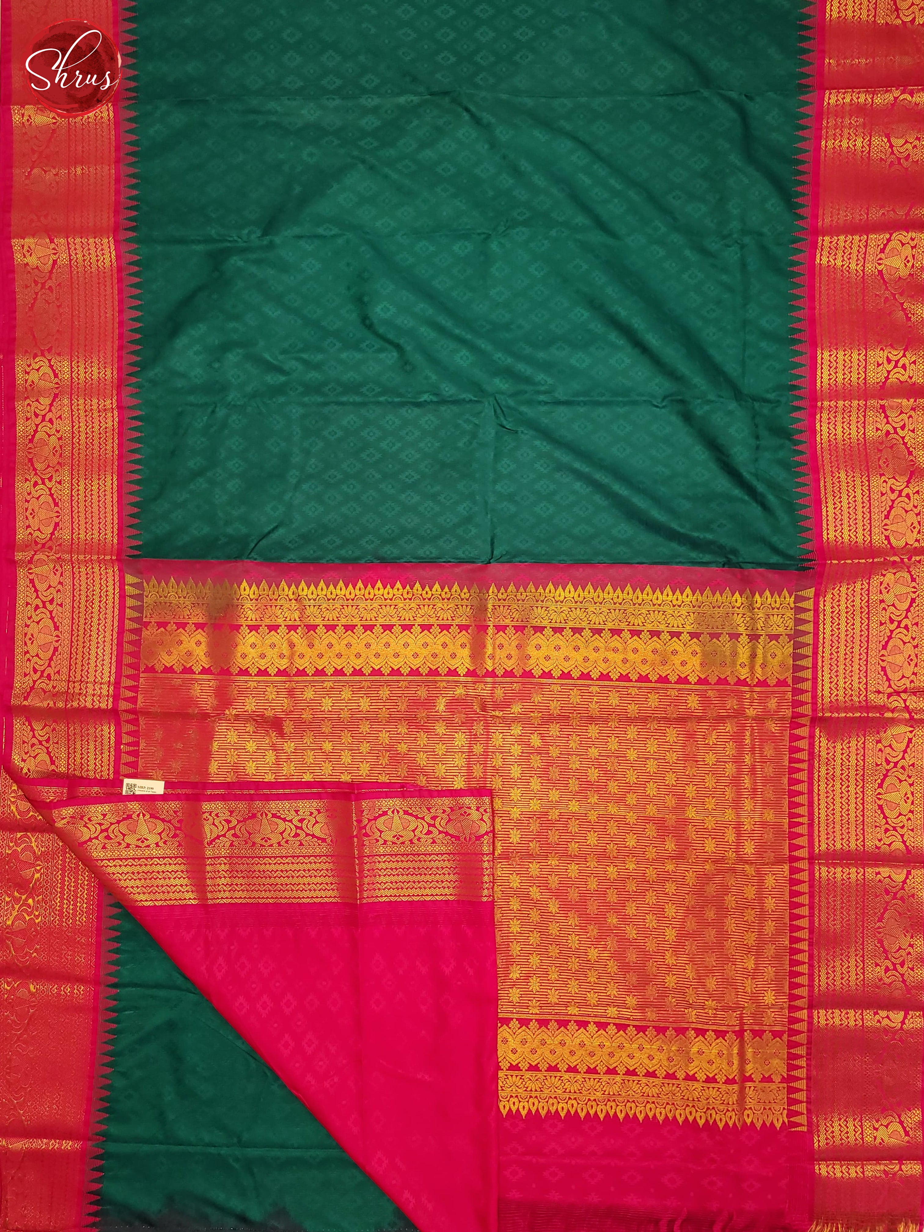 Green & Pink - Semi Kanchipuram Saree - Shop on ShrusEternity.com