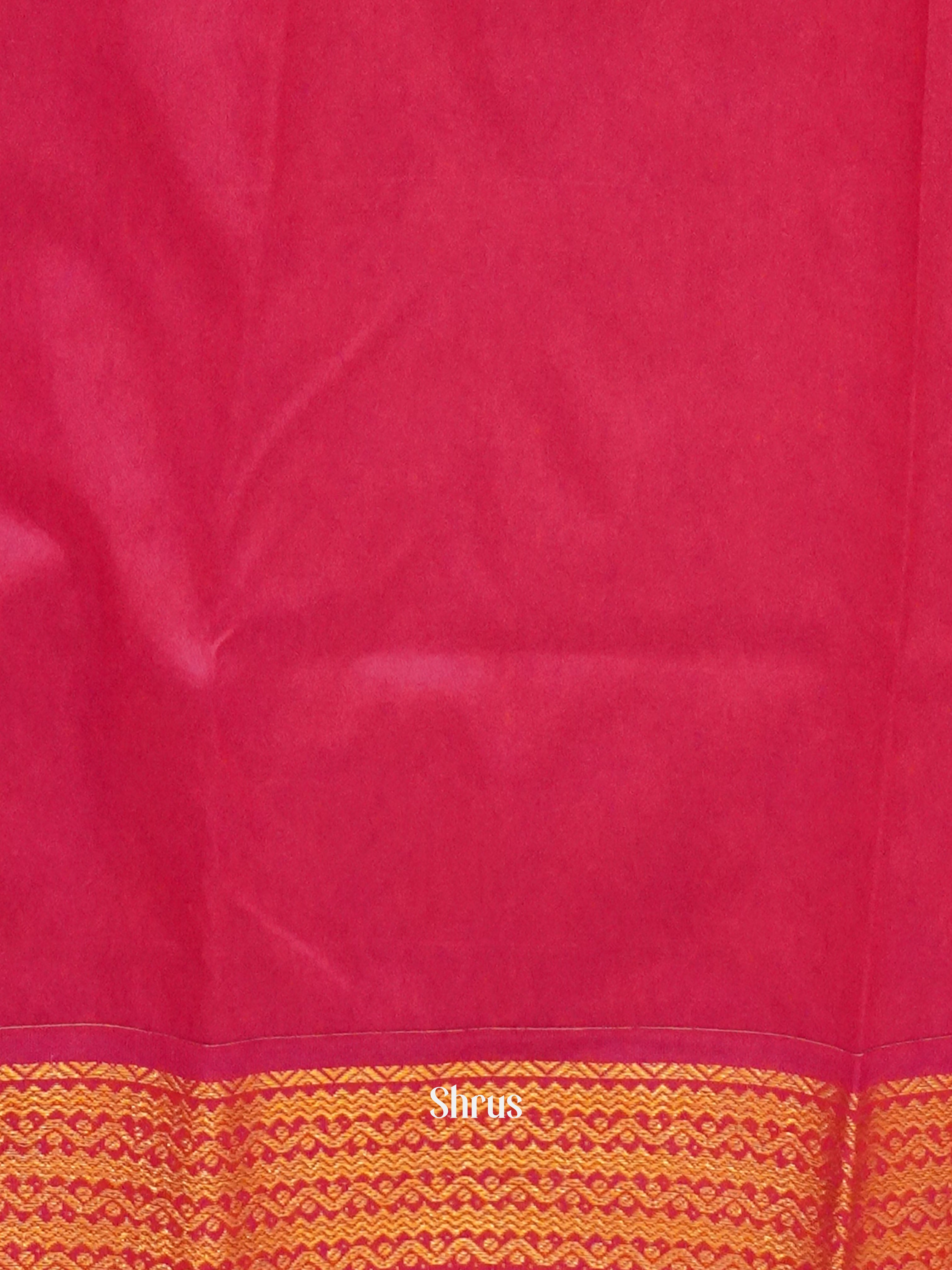 Cream & Pink  - Semi Kanchipuram Saree