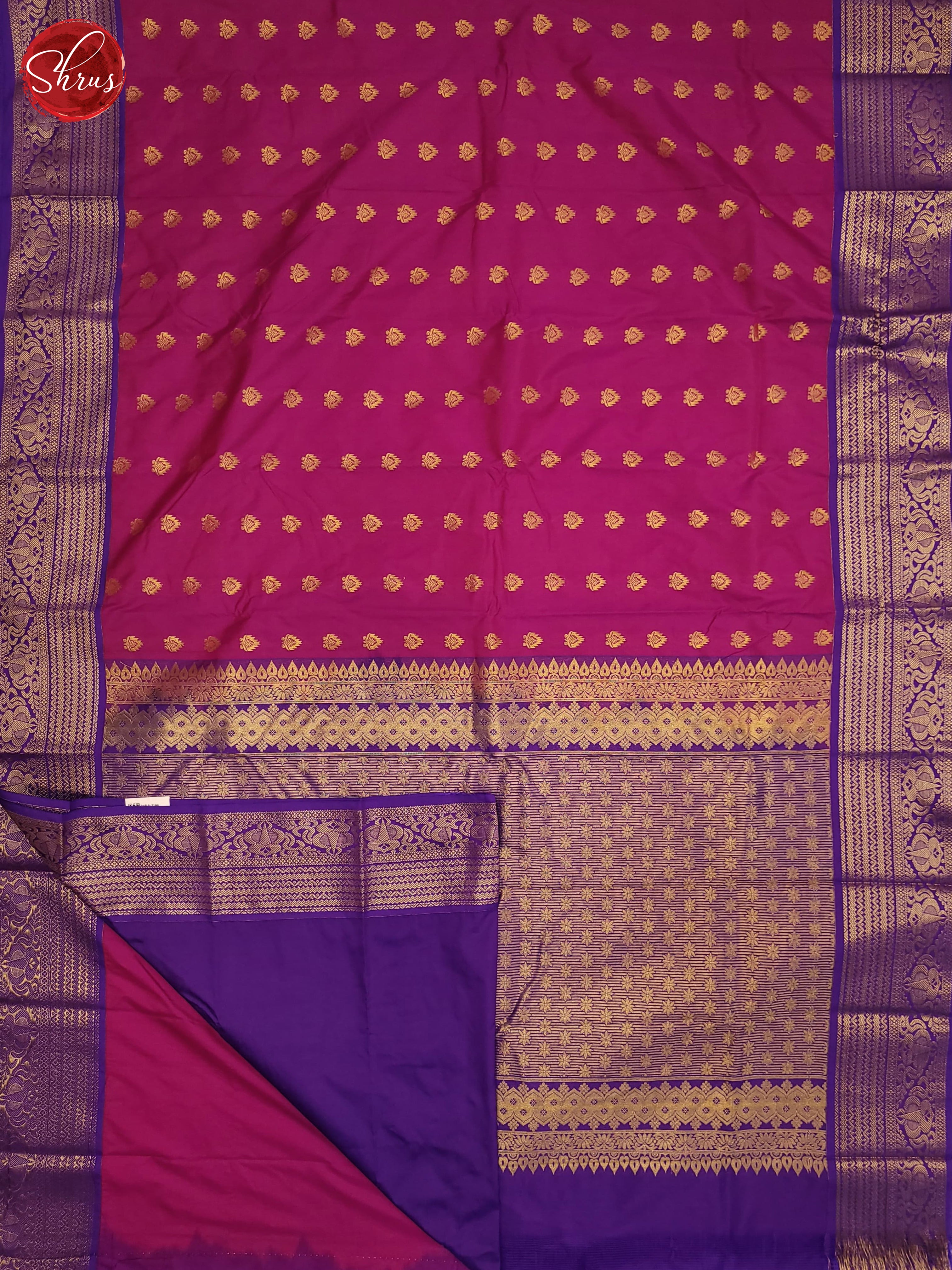 Rani Pink & Purple  - Semi Kanchipuram Saree - Shop on ShrusEternity.com