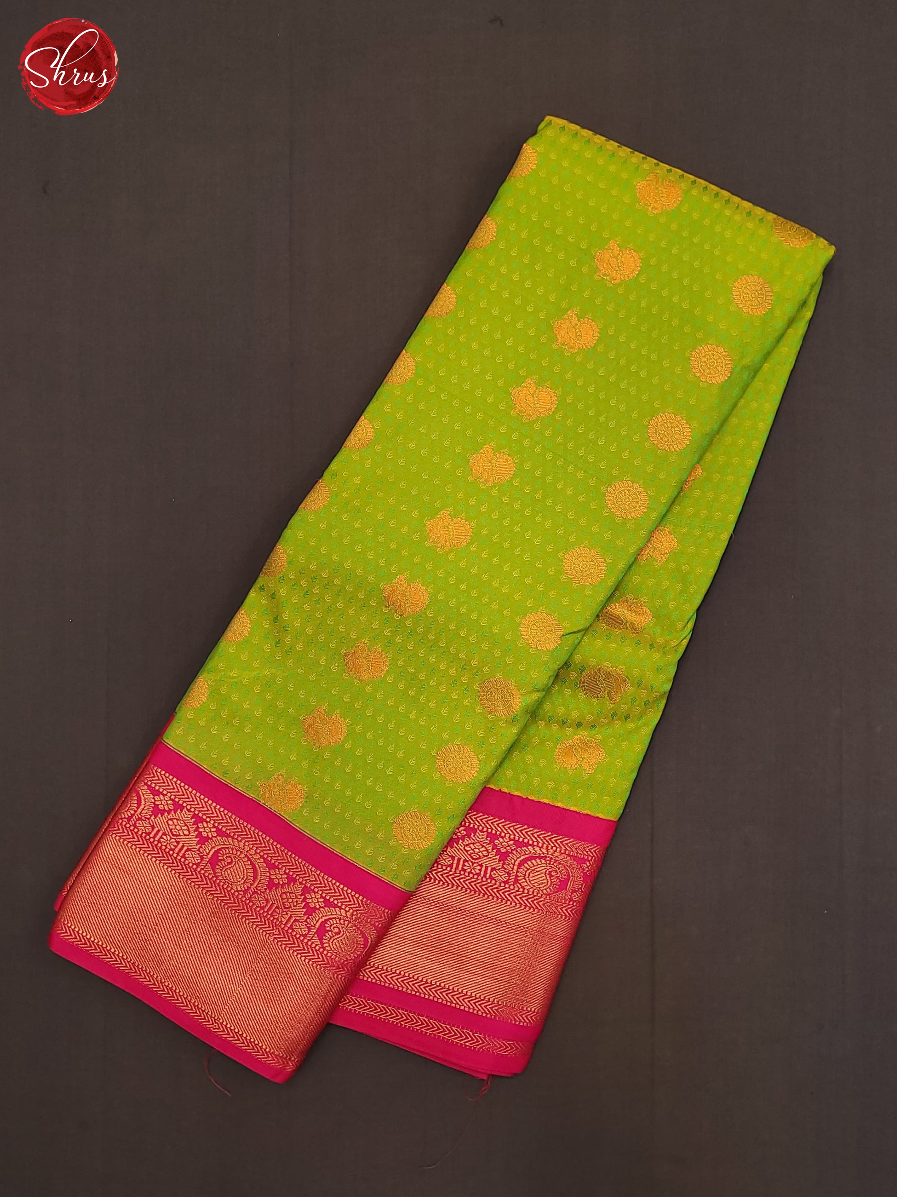 Green & Pink  - Semi Kanchipuram Saree - Shop on ShrusEternity.com