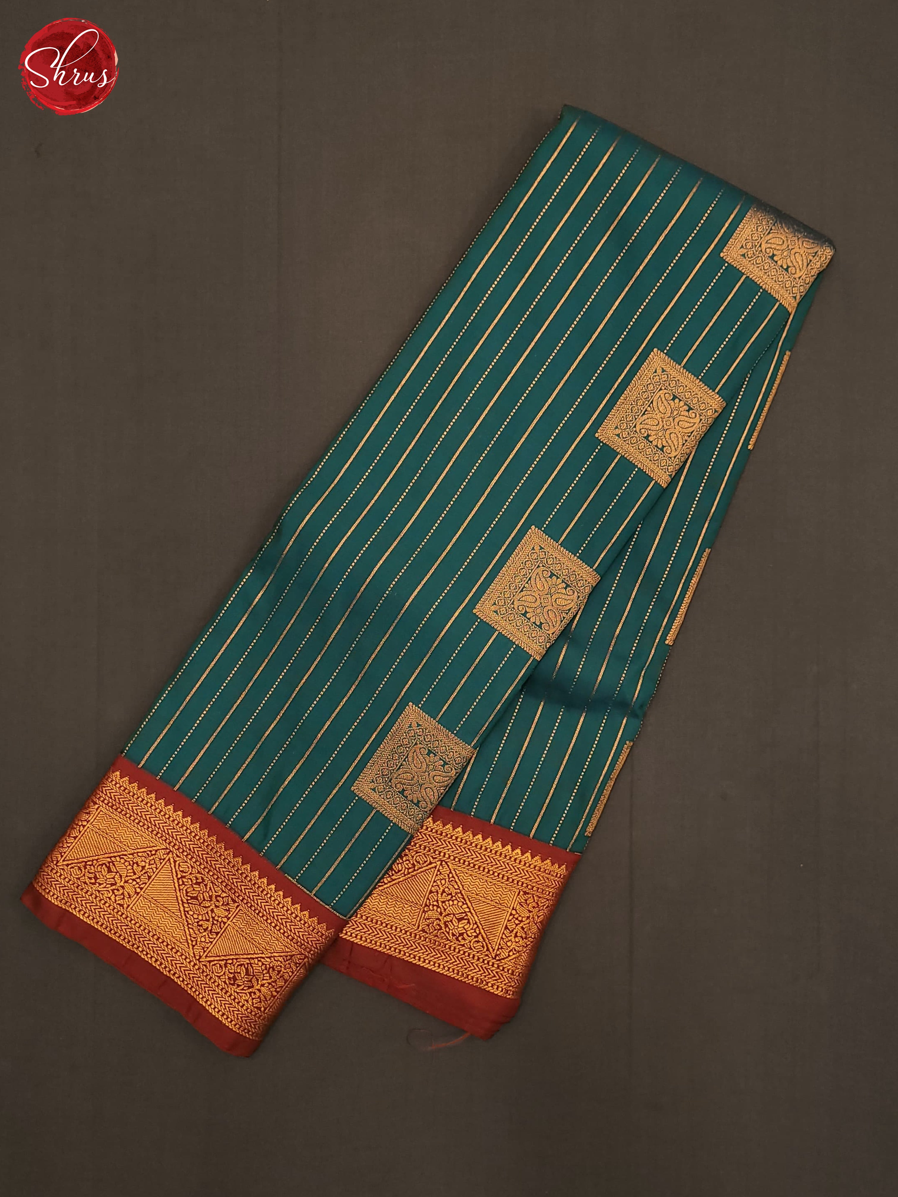 Peacock Green & Maroon - Semi Kanchipuram Saree - Shop on ShrusEternity.com