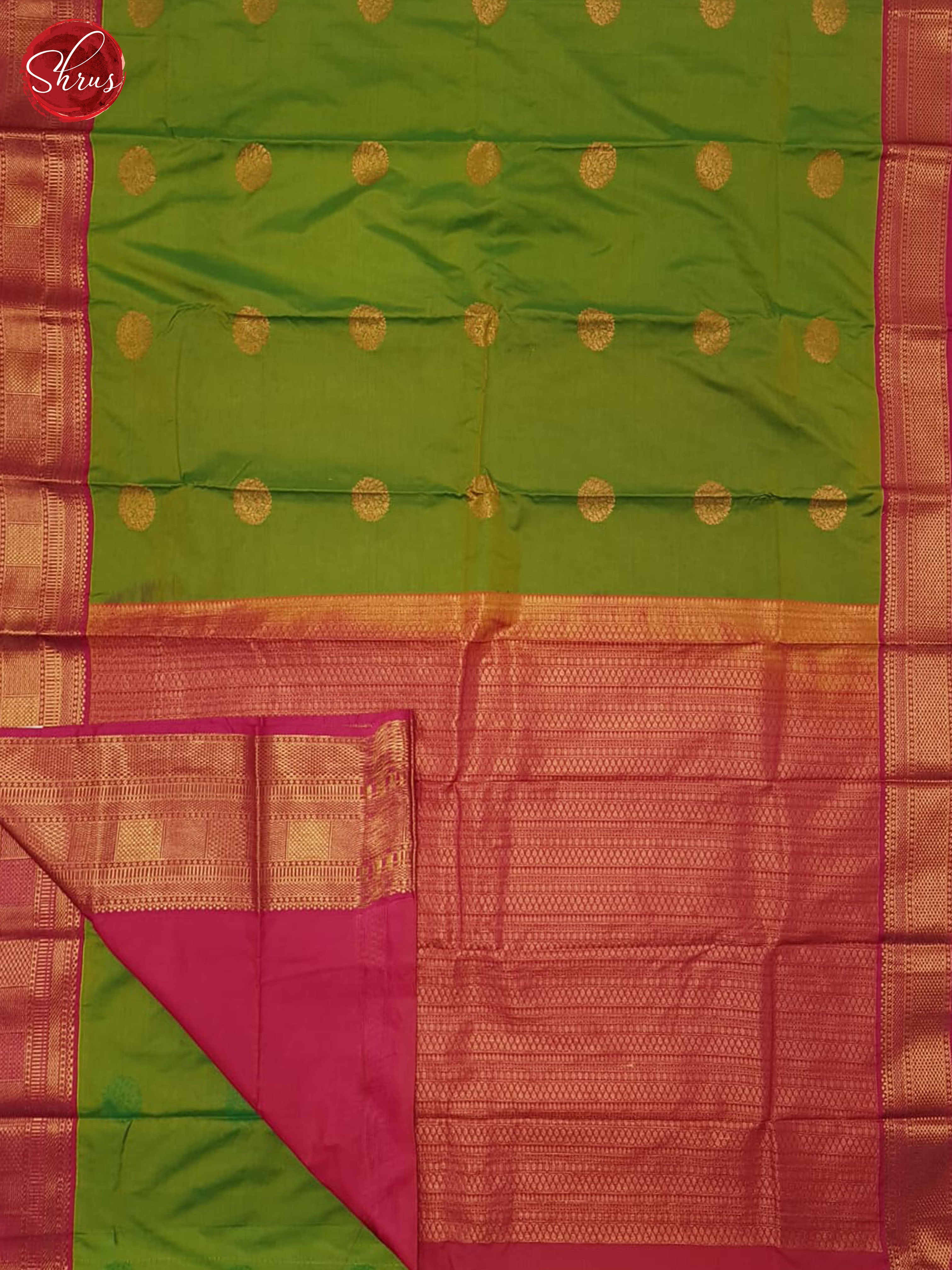 Green & Pink - Semi Kanchipuram Saree - Shop on ShrusEternity.com