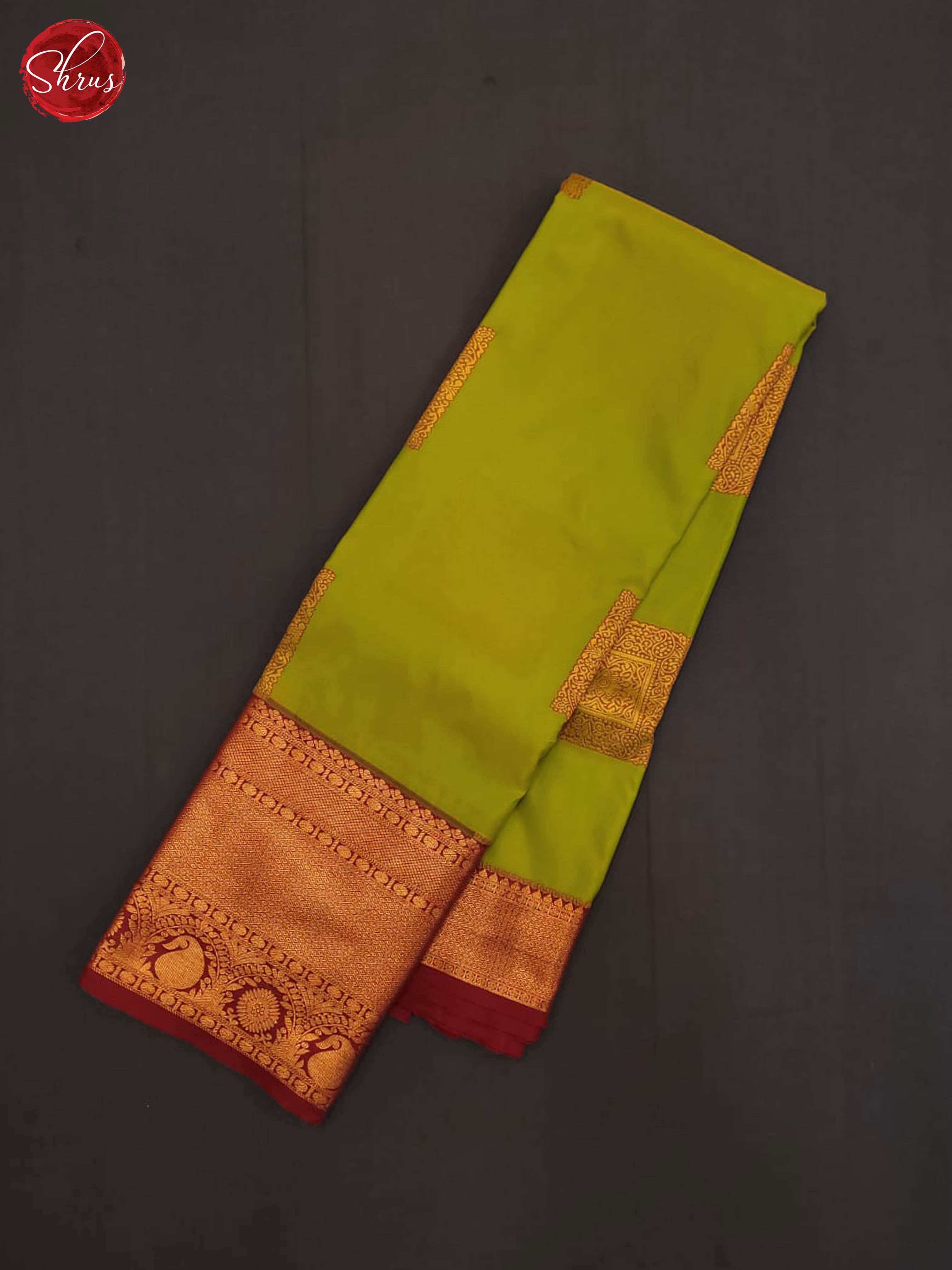 Green and maroon - Semi Kanchipuram Saree - Shop on ShrusEternity.com