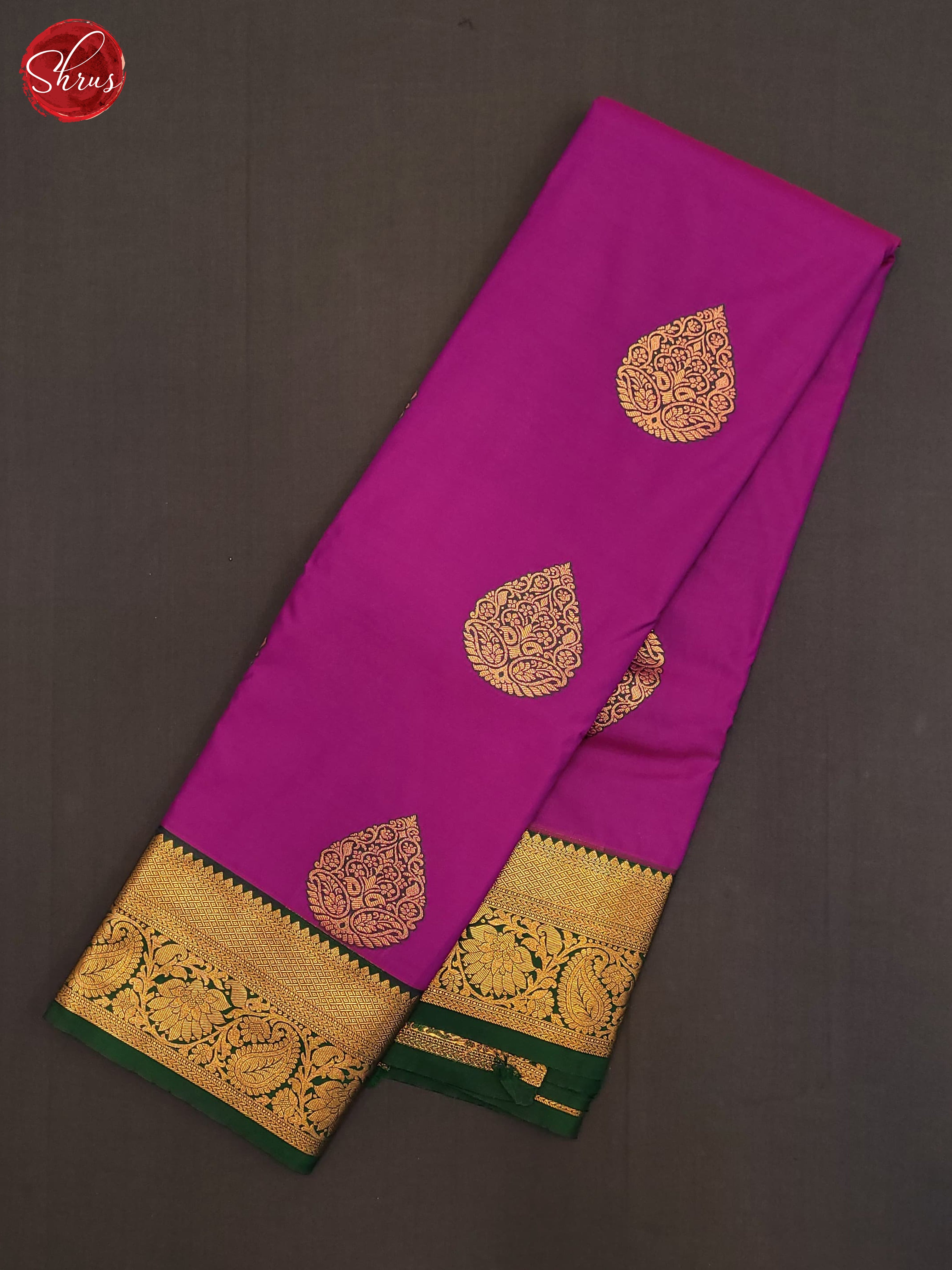 Purple & Green - Semi Kanchipuram Saree - Shop on ShrusEternity.com