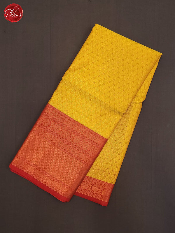 Yellow & Red-Semi  Tanchoi Saree - Shop on ShrusEternity.com