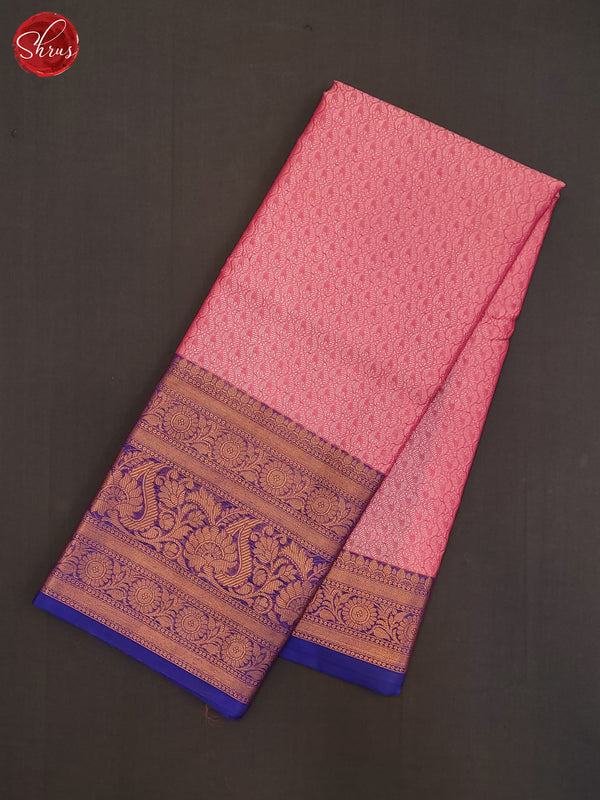 Pink & Blue-Semi  Tanchoi Saree - Shop on ShrusEternity.com