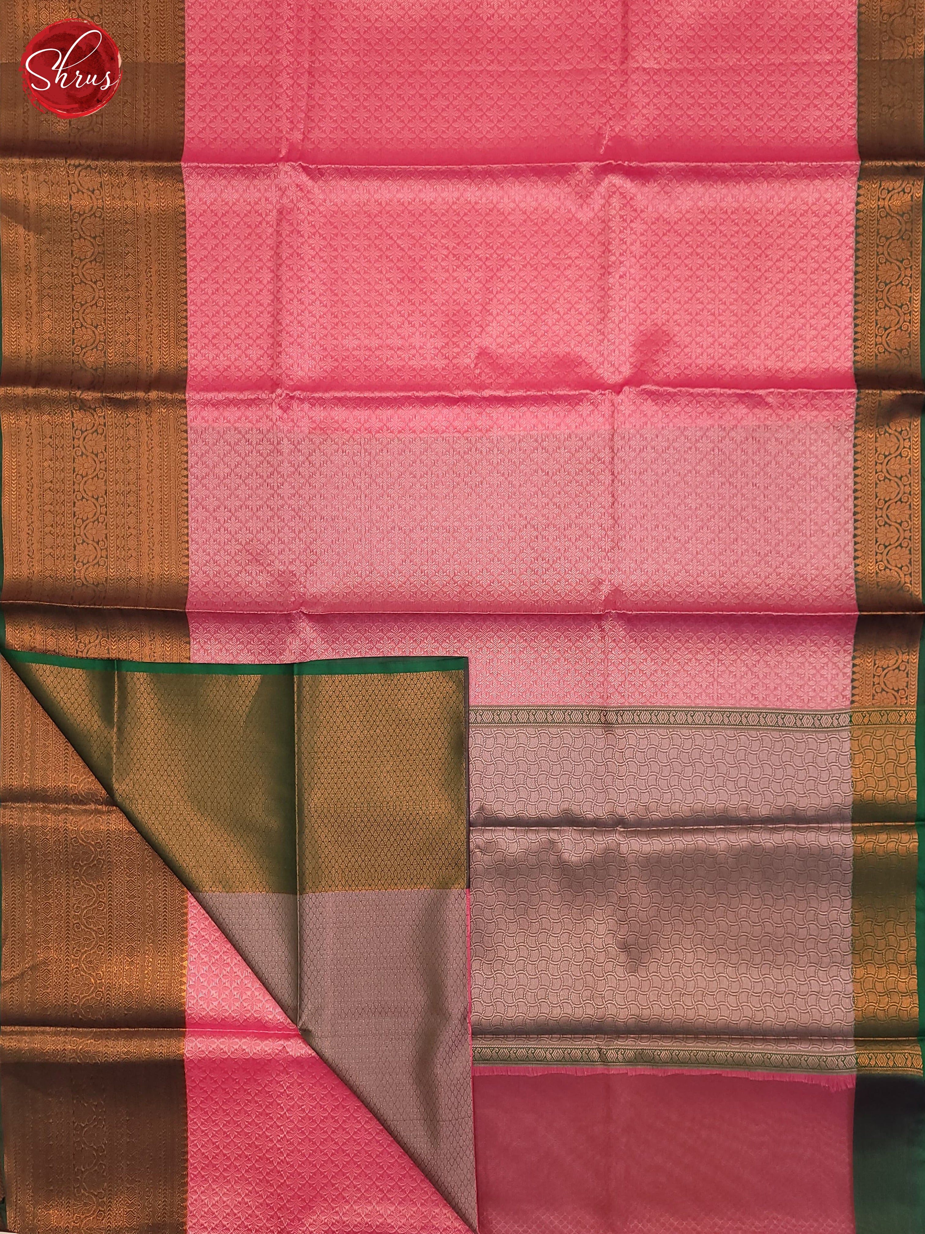 Pink & Green -Semi  Tanchoi Saree - Shop on ShrusEternity.com