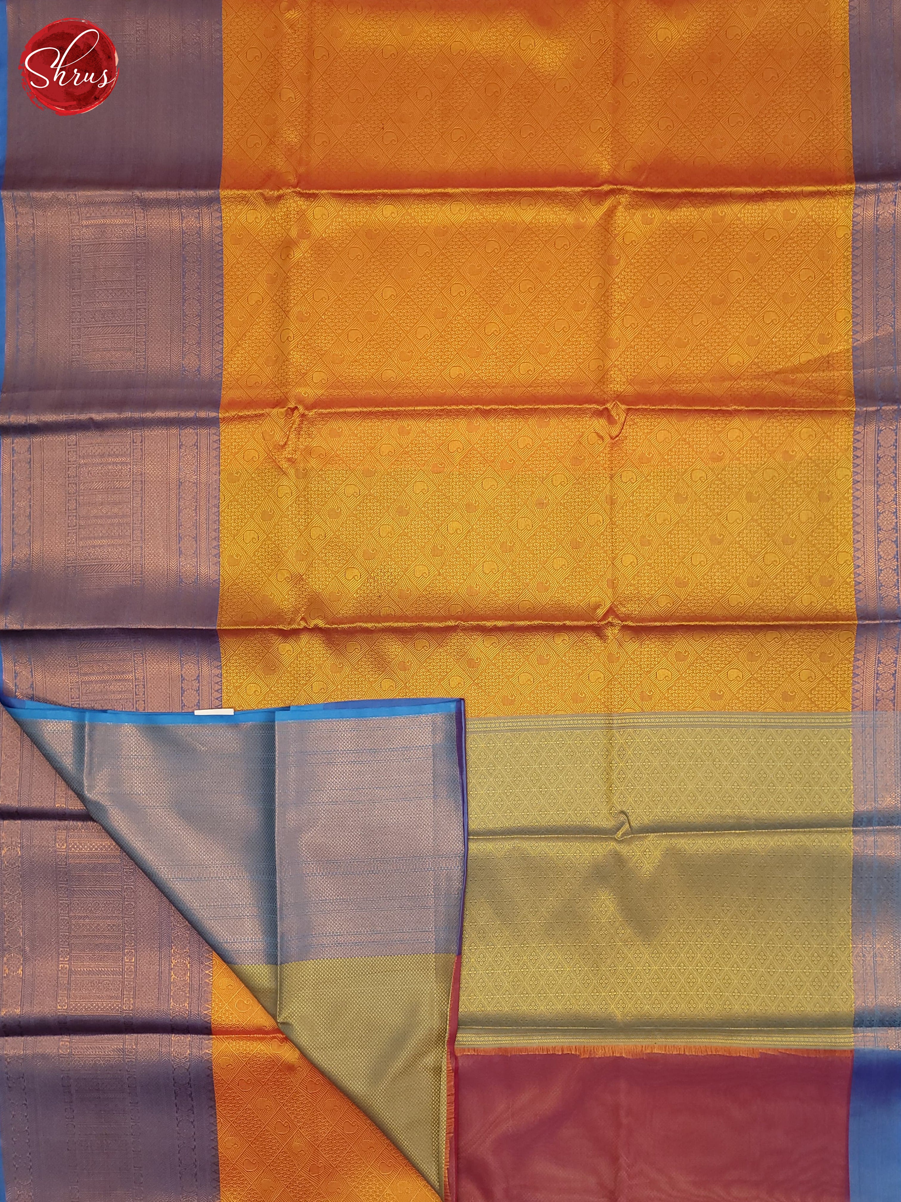 Orange & Blue - Semi Tanchoi Saree - Shop on ShrusEternity.com