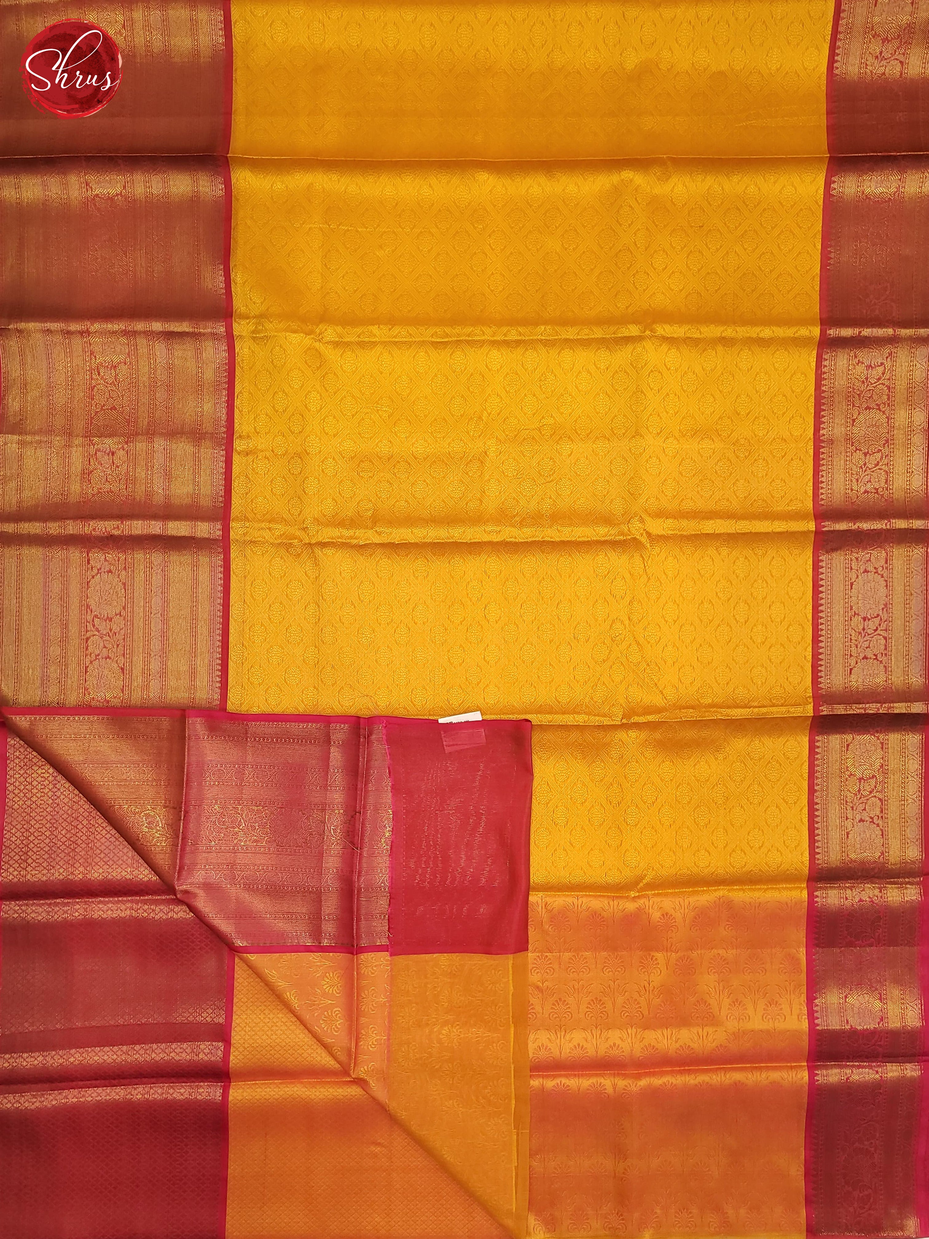 Yellow & Pink -Semi  Tanchoi Saree - Shop on ShrusEternity.com