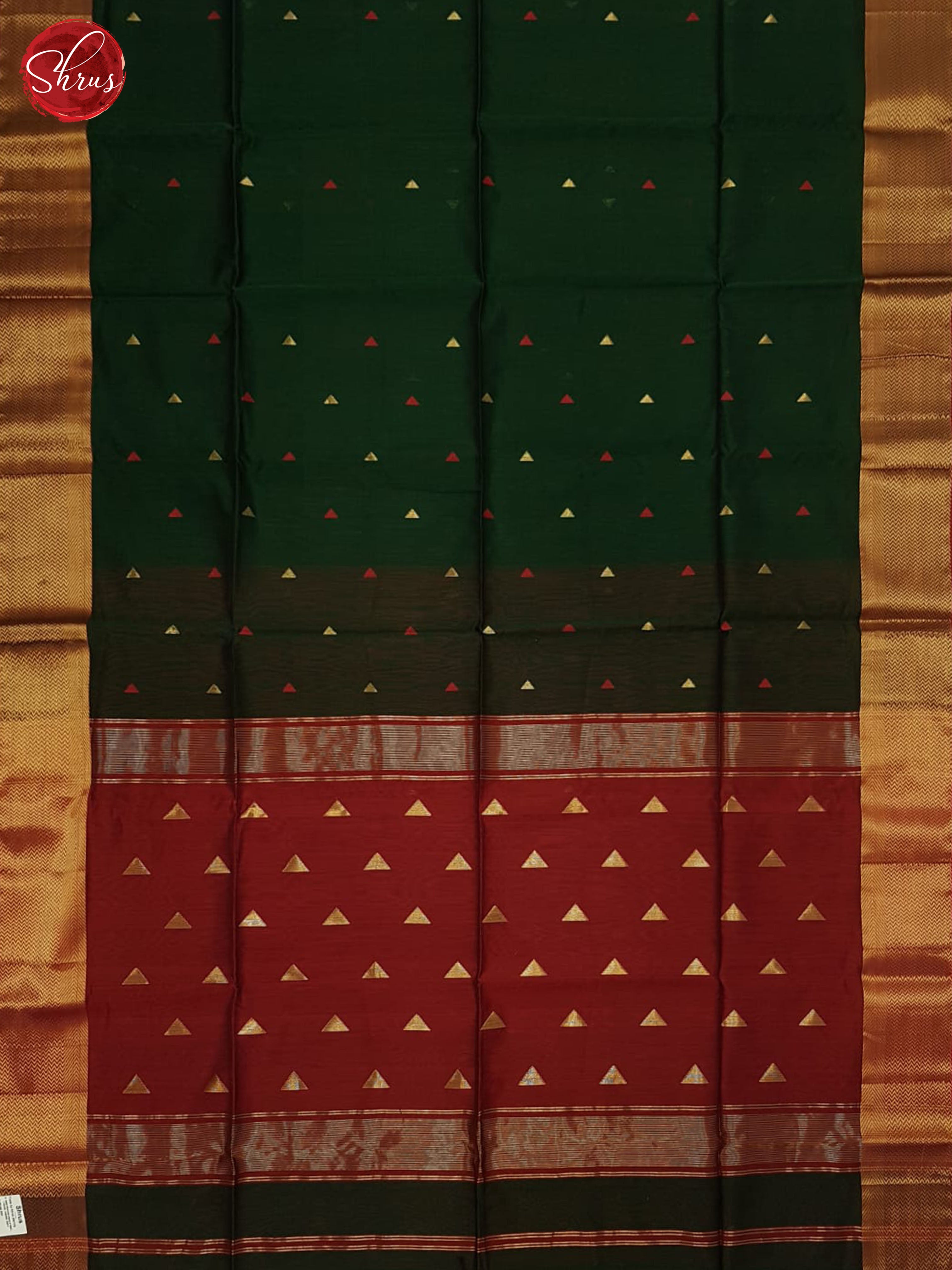 Green & Red - Maheshwari silkcotton Saree - Shop on ShrusEternity.com