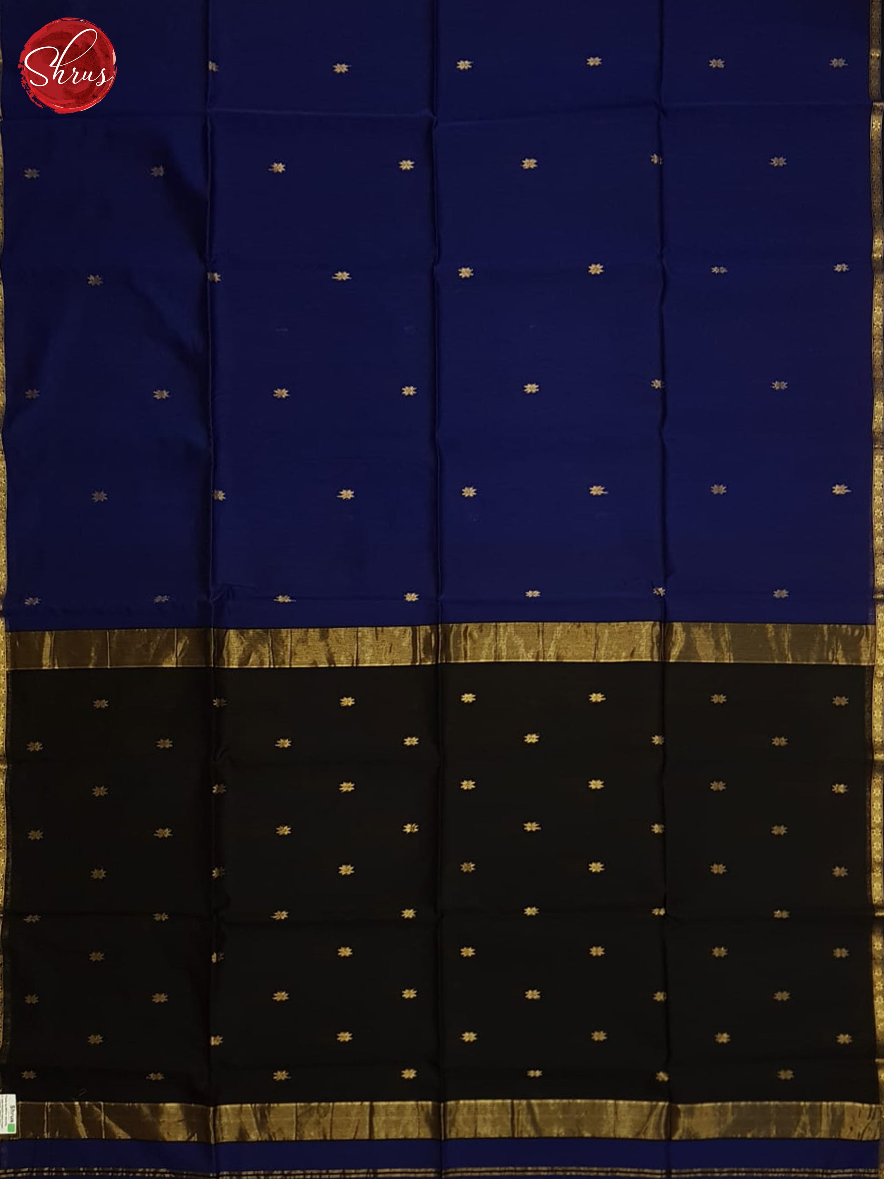 Blue And Black- Maheshwari Silk Cotton Saree - Shop on ShrusEternity.com