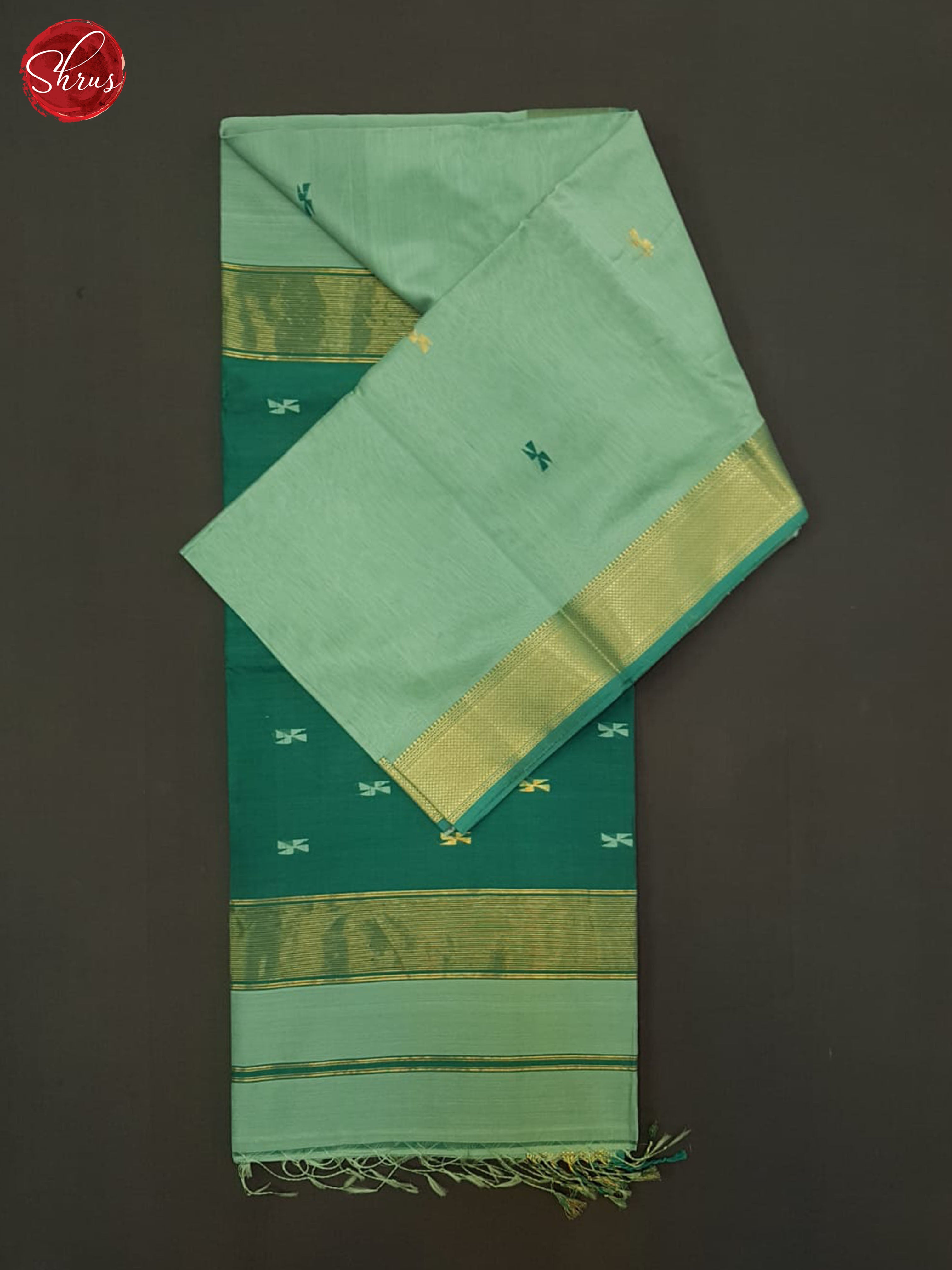 Light Green & Green - Maheshwari silkcotton Saree - Shop on ShrusEternity.com