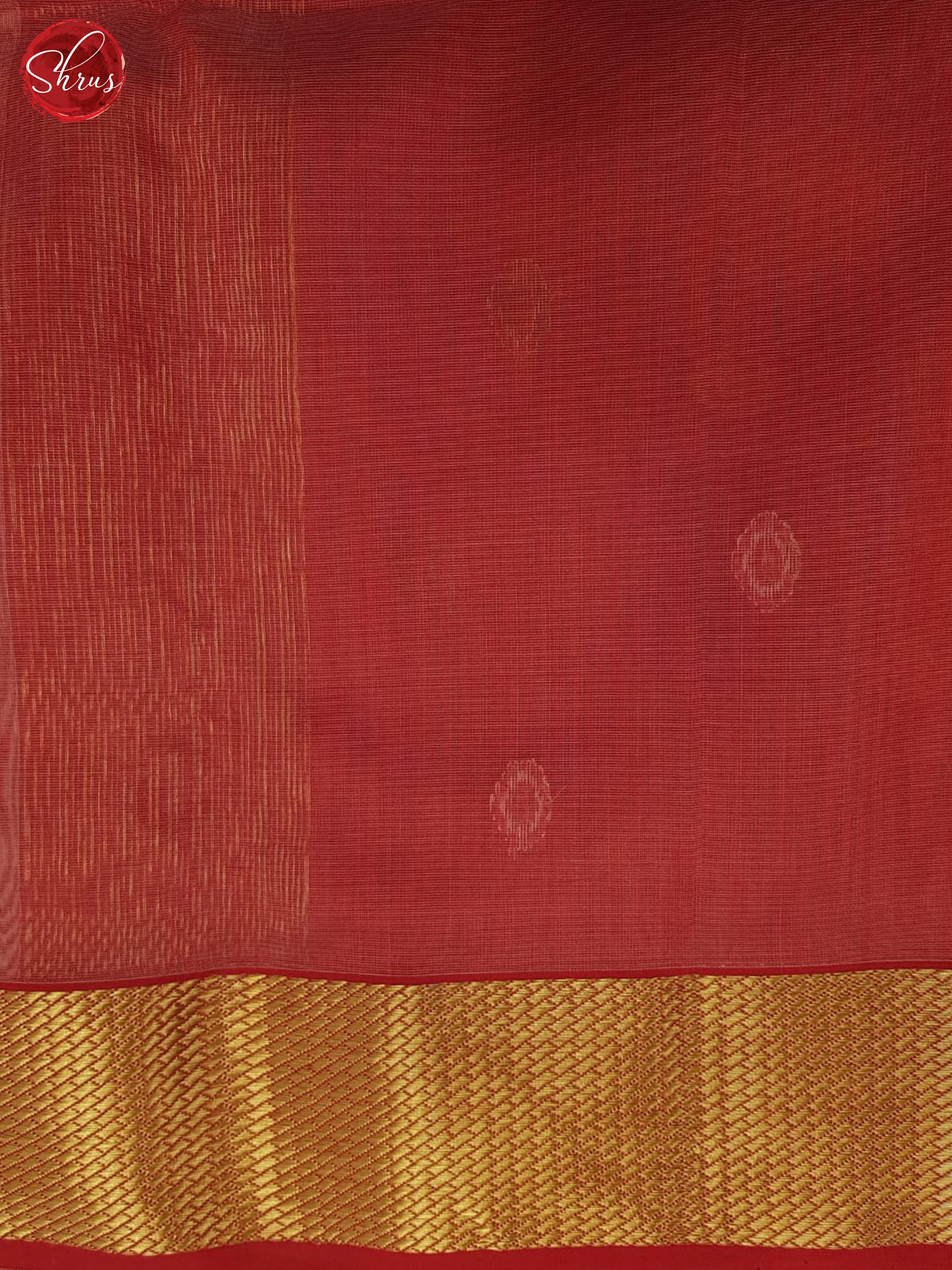 Cream & Red- Maheshwari silkcotton Saree - Shop on ShrusEternity.com