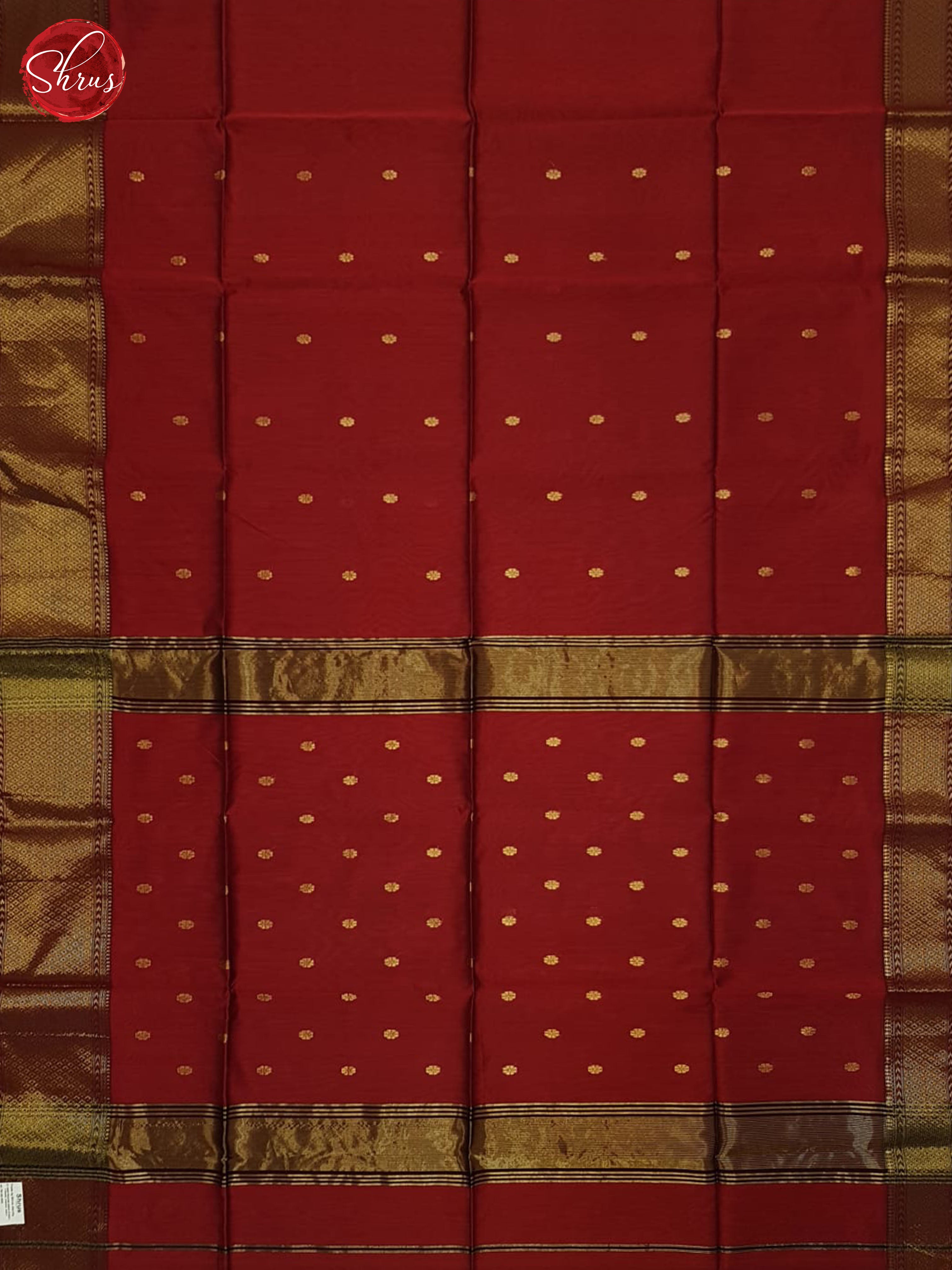 Red & Brown - Maheshwari silkcotton Saree - Shop on ShrusEternity.com