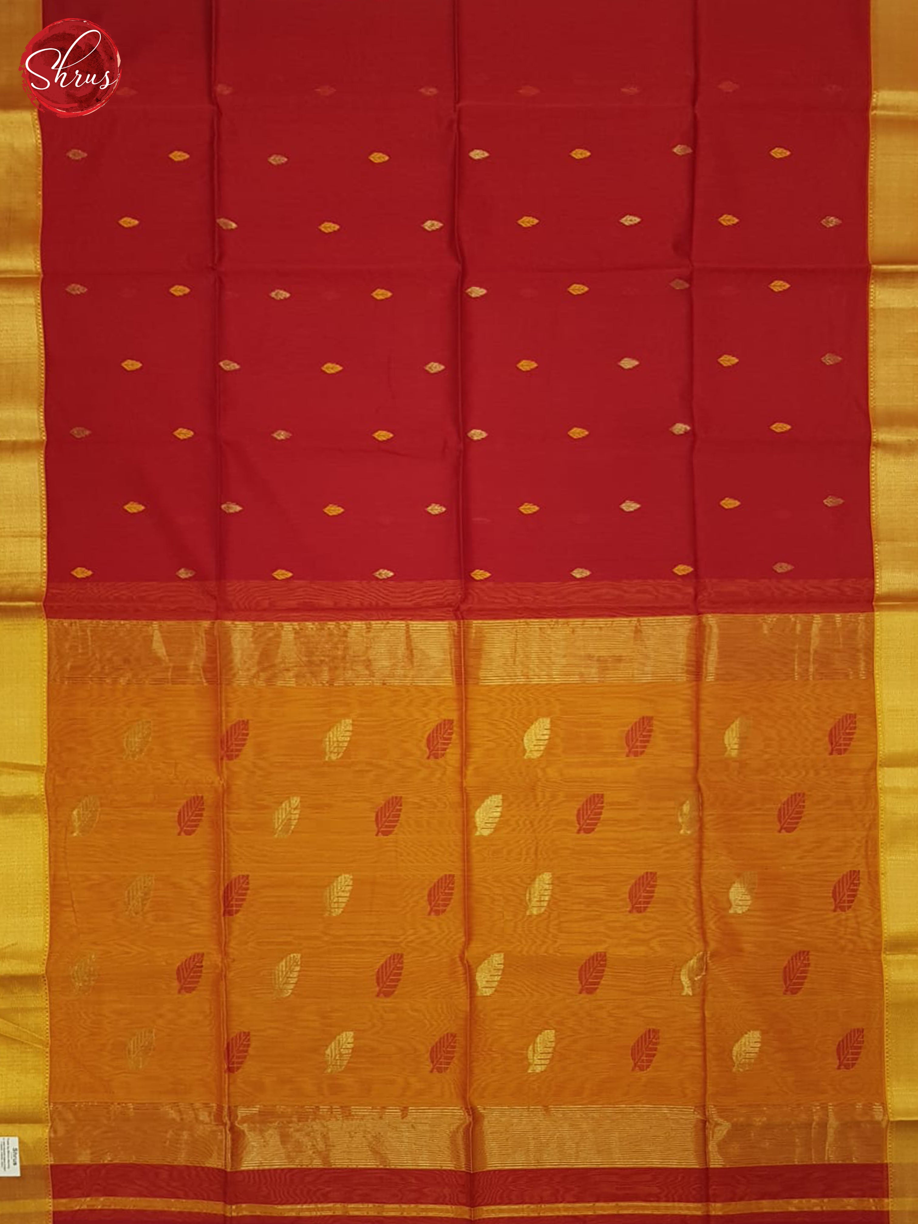 Red & Orange - Maheshwari silkcotton Saree - Shop on ShrusEternity.com