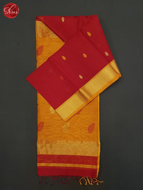 Red & Orange - Maheshwari silkcotton Saree - Shop on ShrusEternity.com